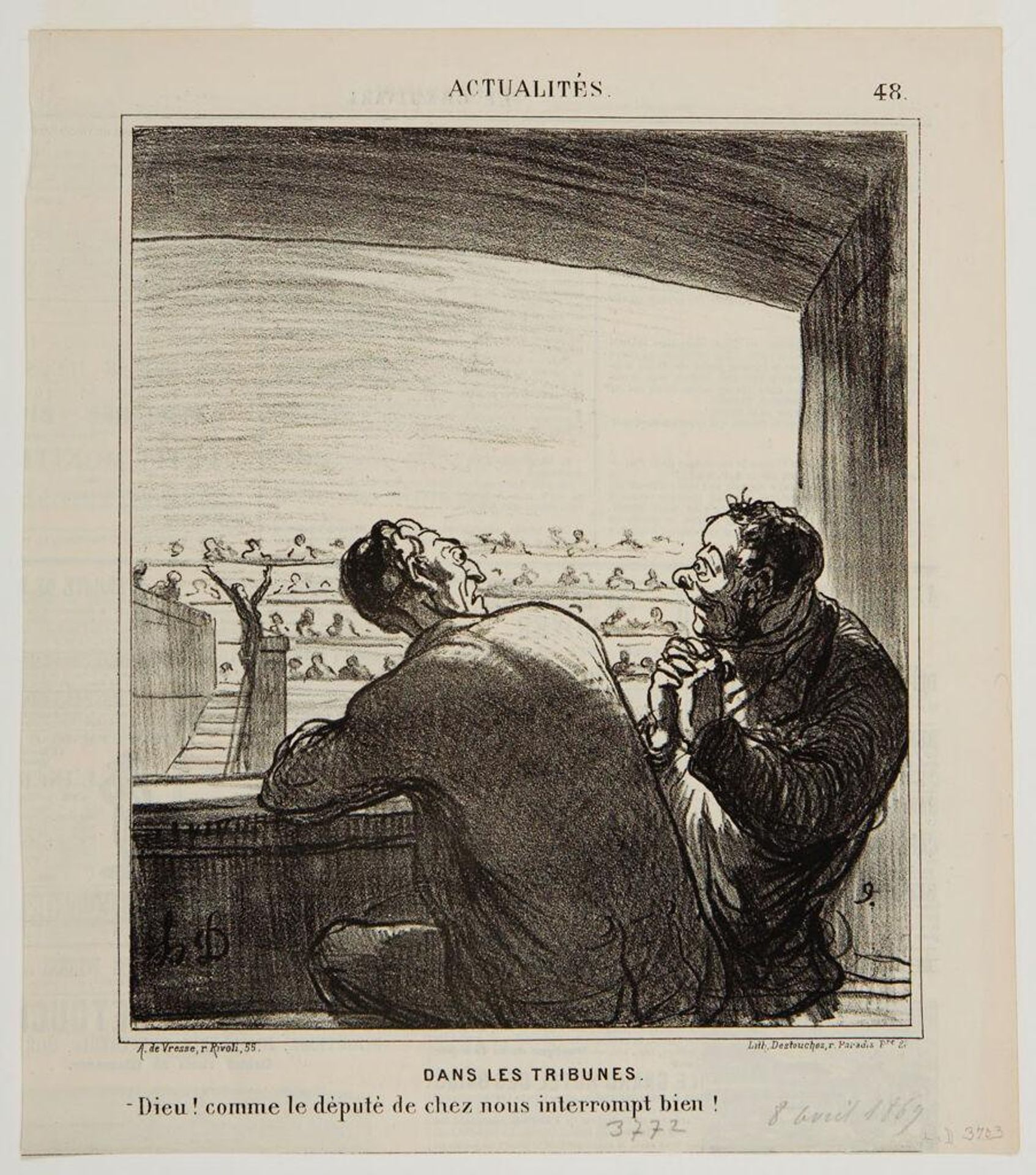 In the Tribunes.  -God! how the delegate from our house interrupts so well. by Honoré Daumier