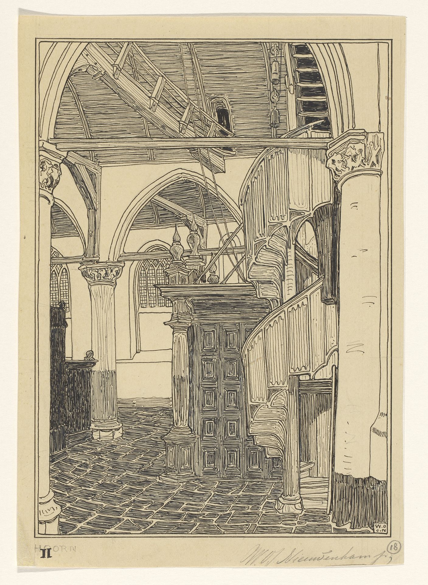 Interieur van de Noorderkerk te Hoorn by Wijnand Otto Jan Nieuwenkamp