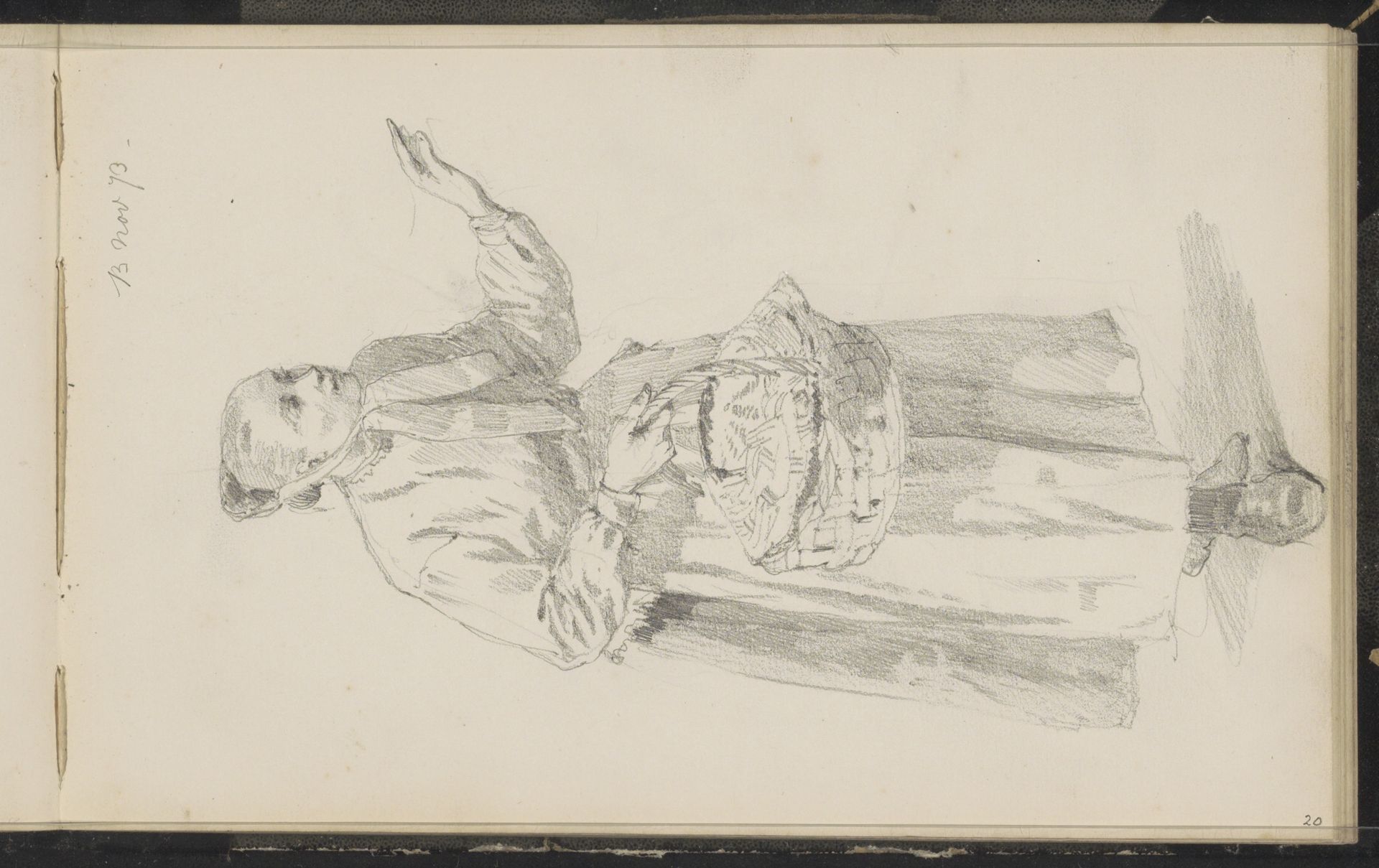 Vrouw in klederdracht met een mand by Cornelis Springer