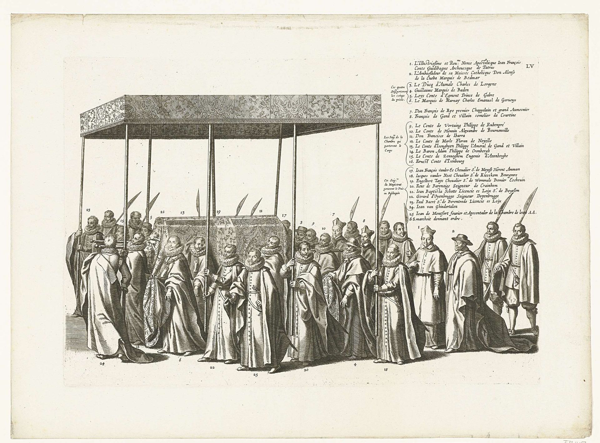 Doodskist in de begrafenisstoet van aartshertog Albrecht (plaat LV), 1622 by Cornelis Galle I