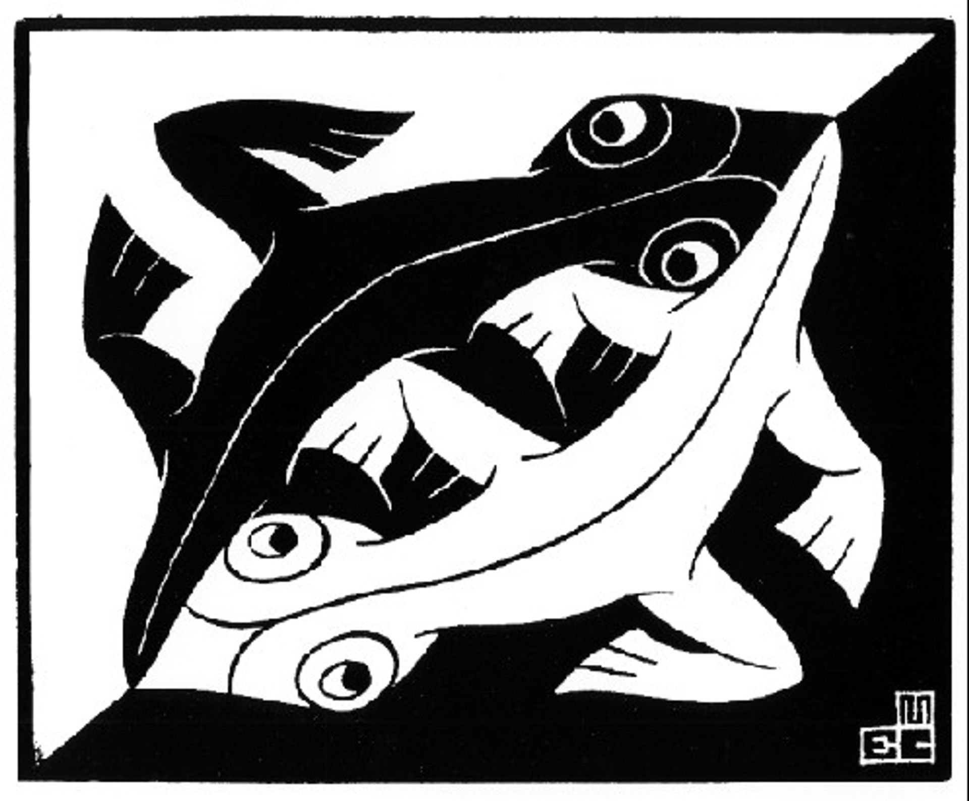 Plane Filling Motif with Reptiles by M.C. Escher