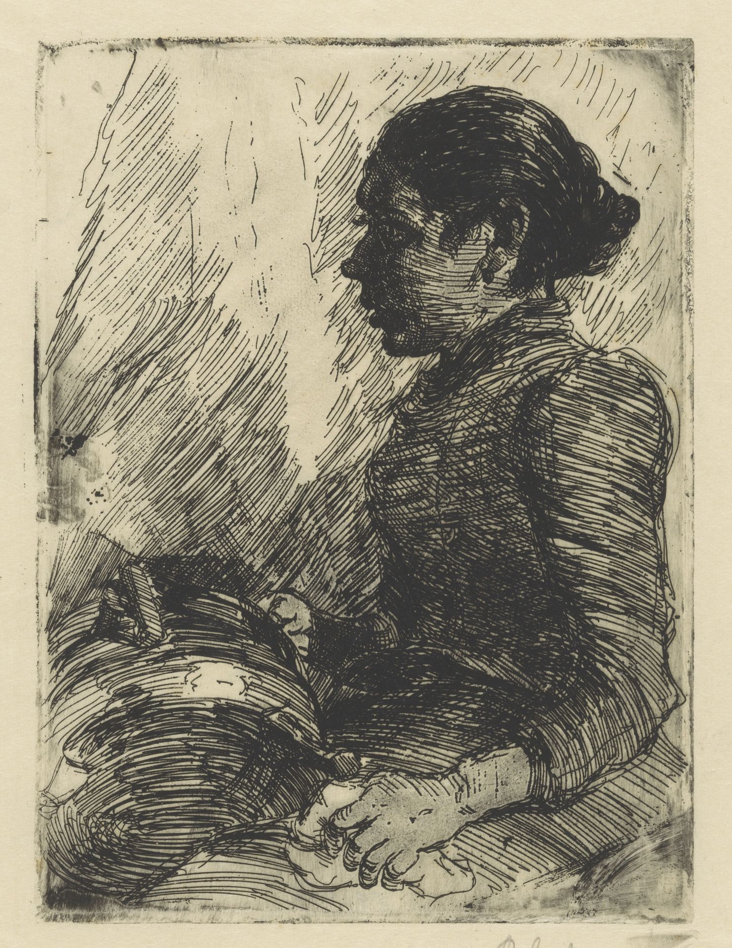 Meisje dat een ketel schuurt by Barbara Elisabeth van Houten