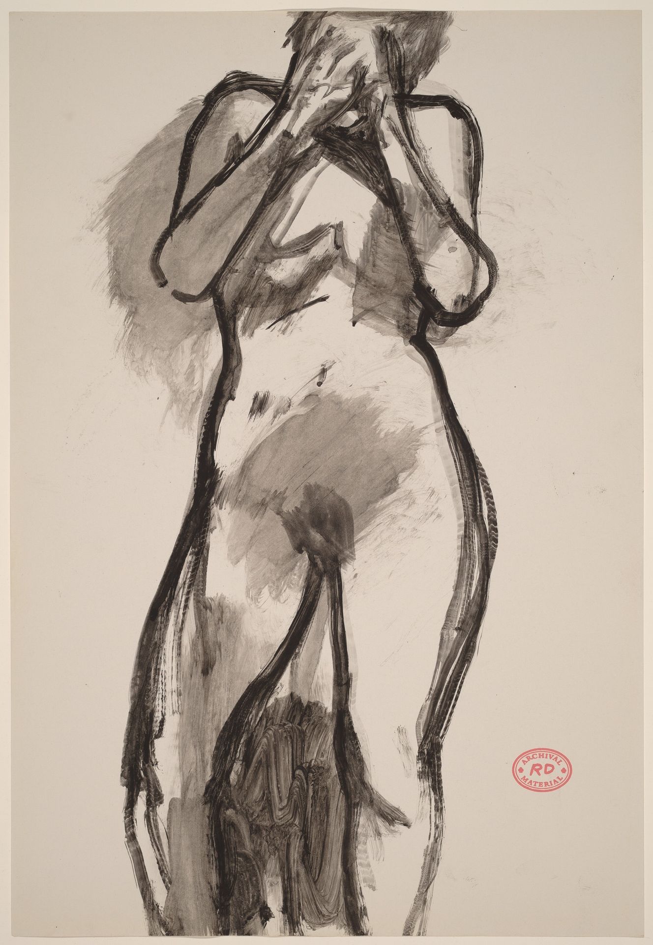Untitled [standing female nude with hands over face] by Richard Diebenkorn