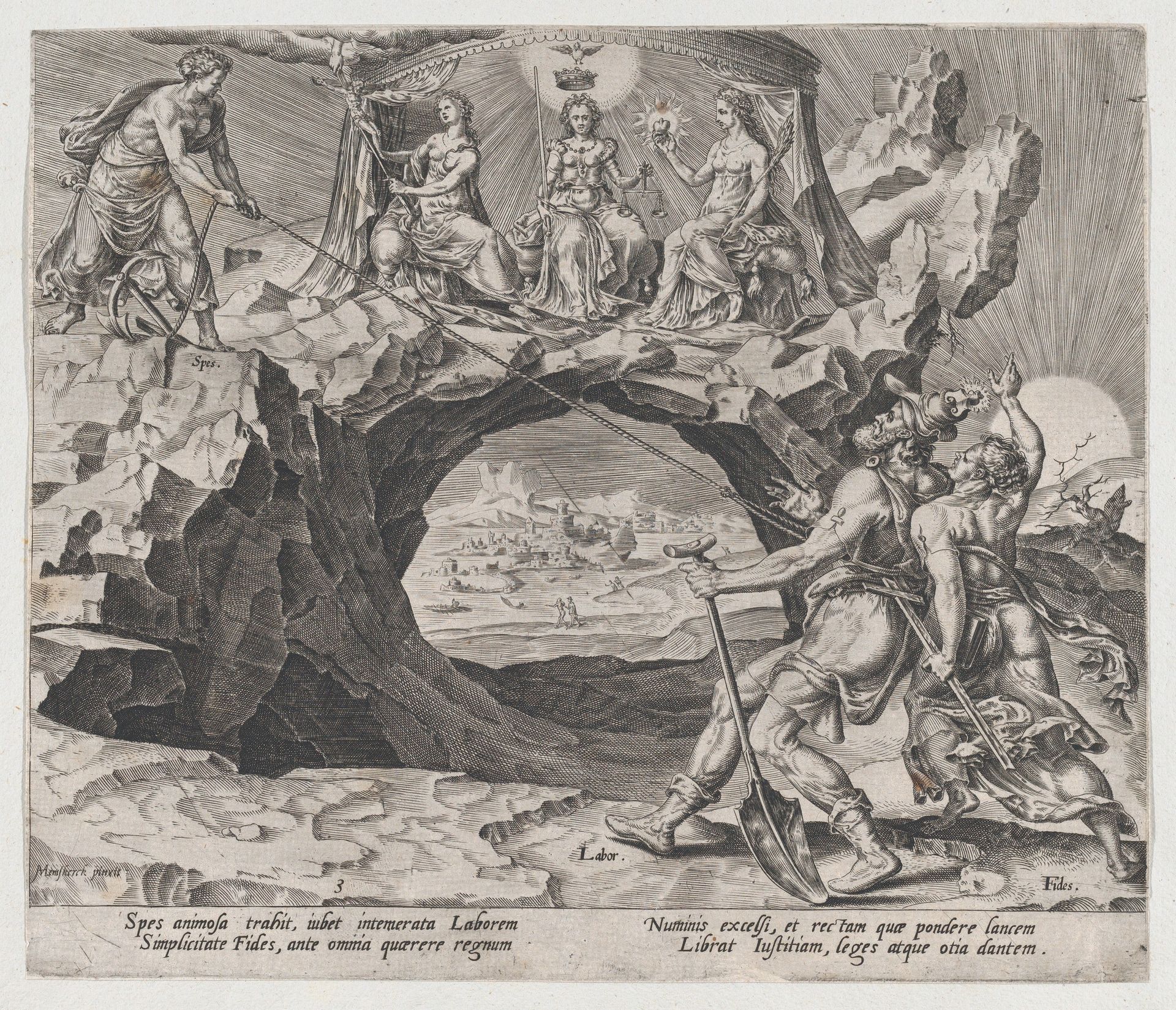 The Diligent Worker Aspiring to the Righteousness of the Lord, from The Reward of Labour and Diligence, plate 3 by Philips Galle