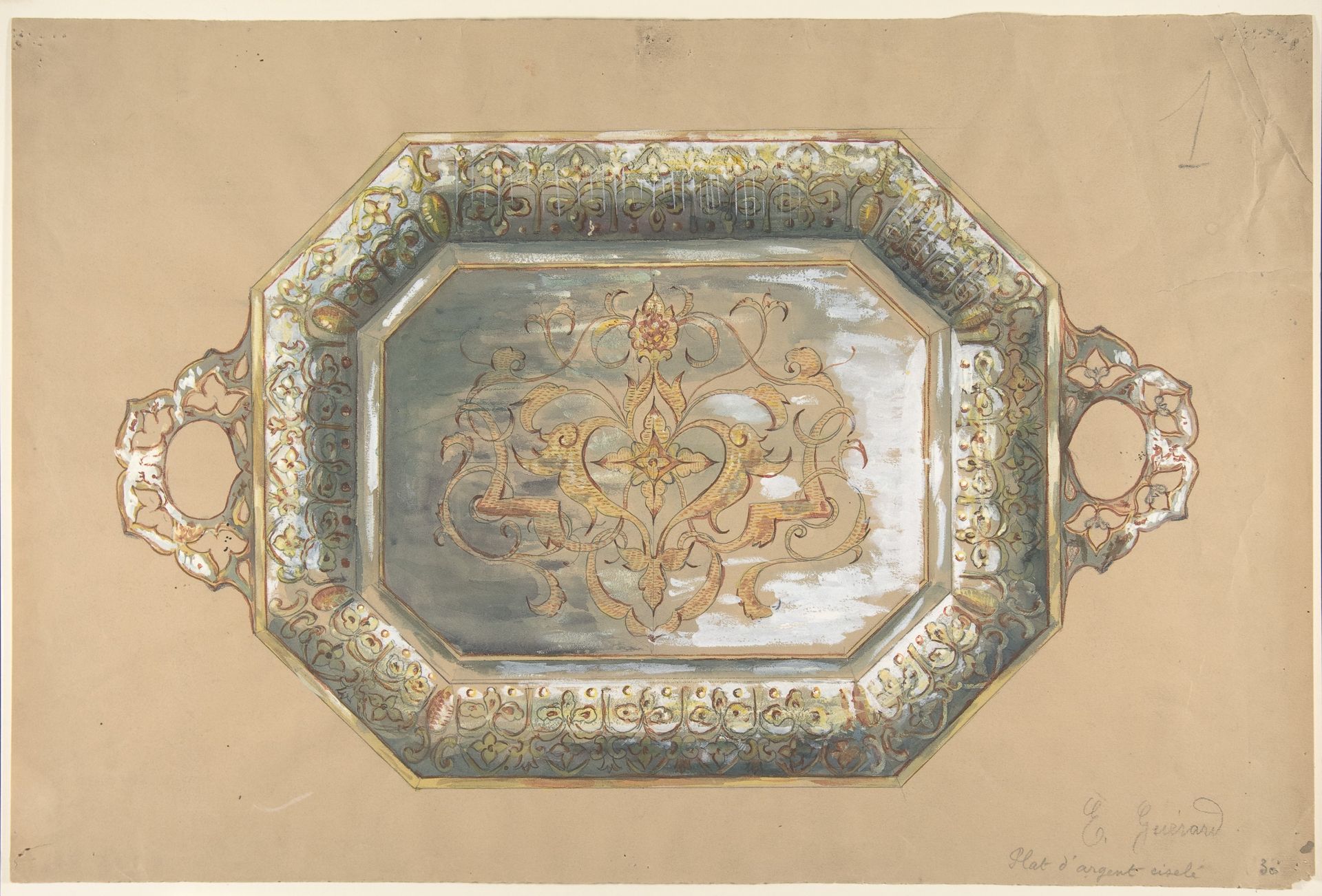 Design for an Embossed Silver Platter by Anonymous