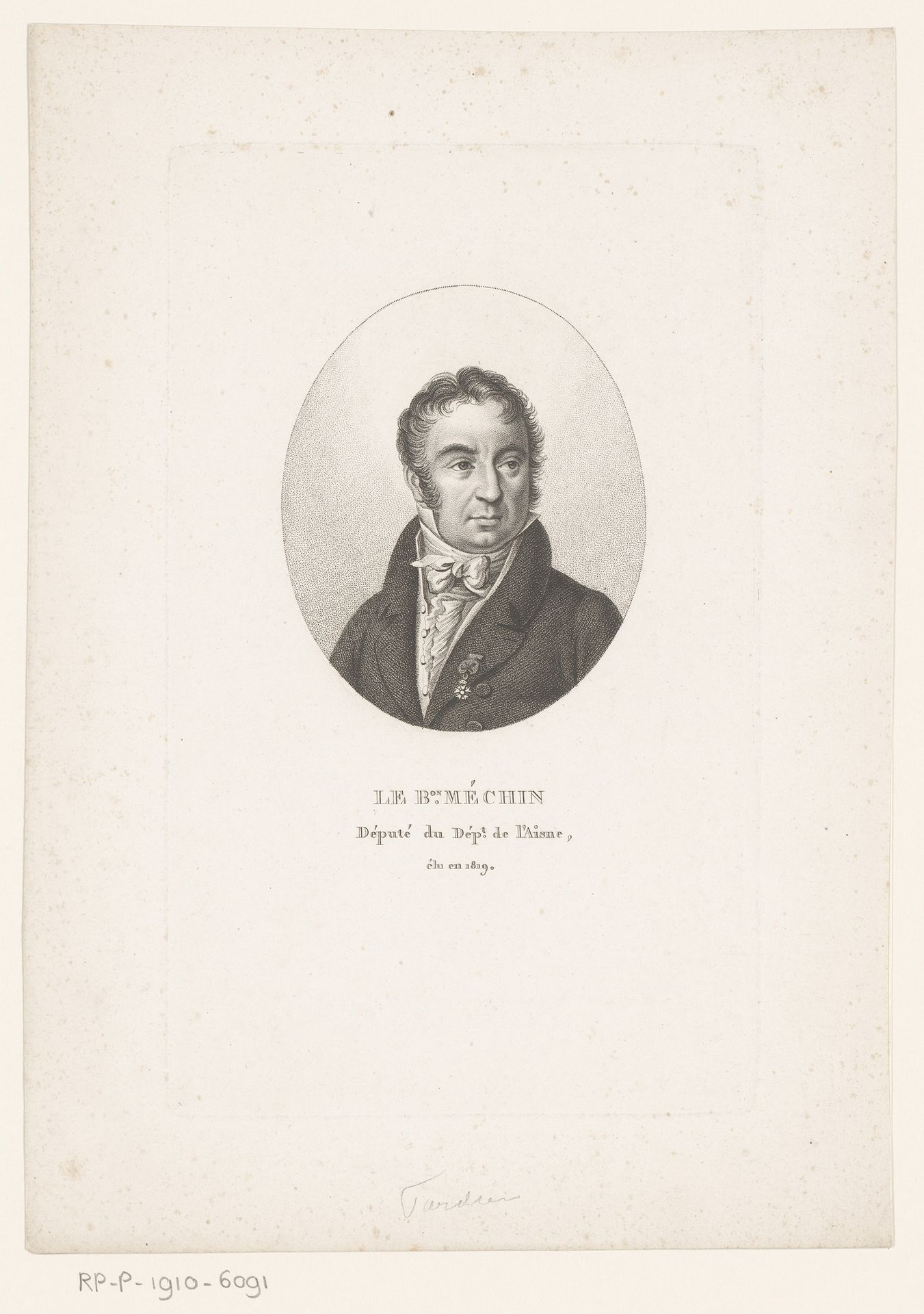 Portret van Alexandre Edme Méchin by Ambroise Tardieu