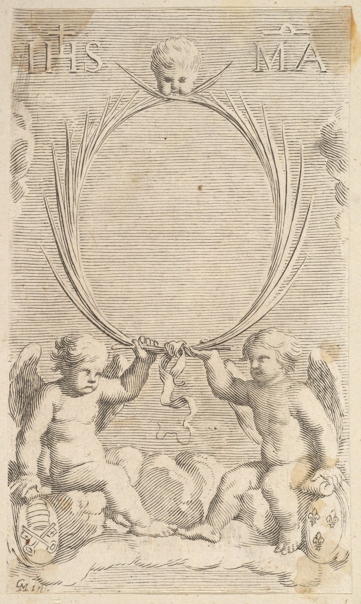 Two Angels Seated on Clouds by Claude Mellan