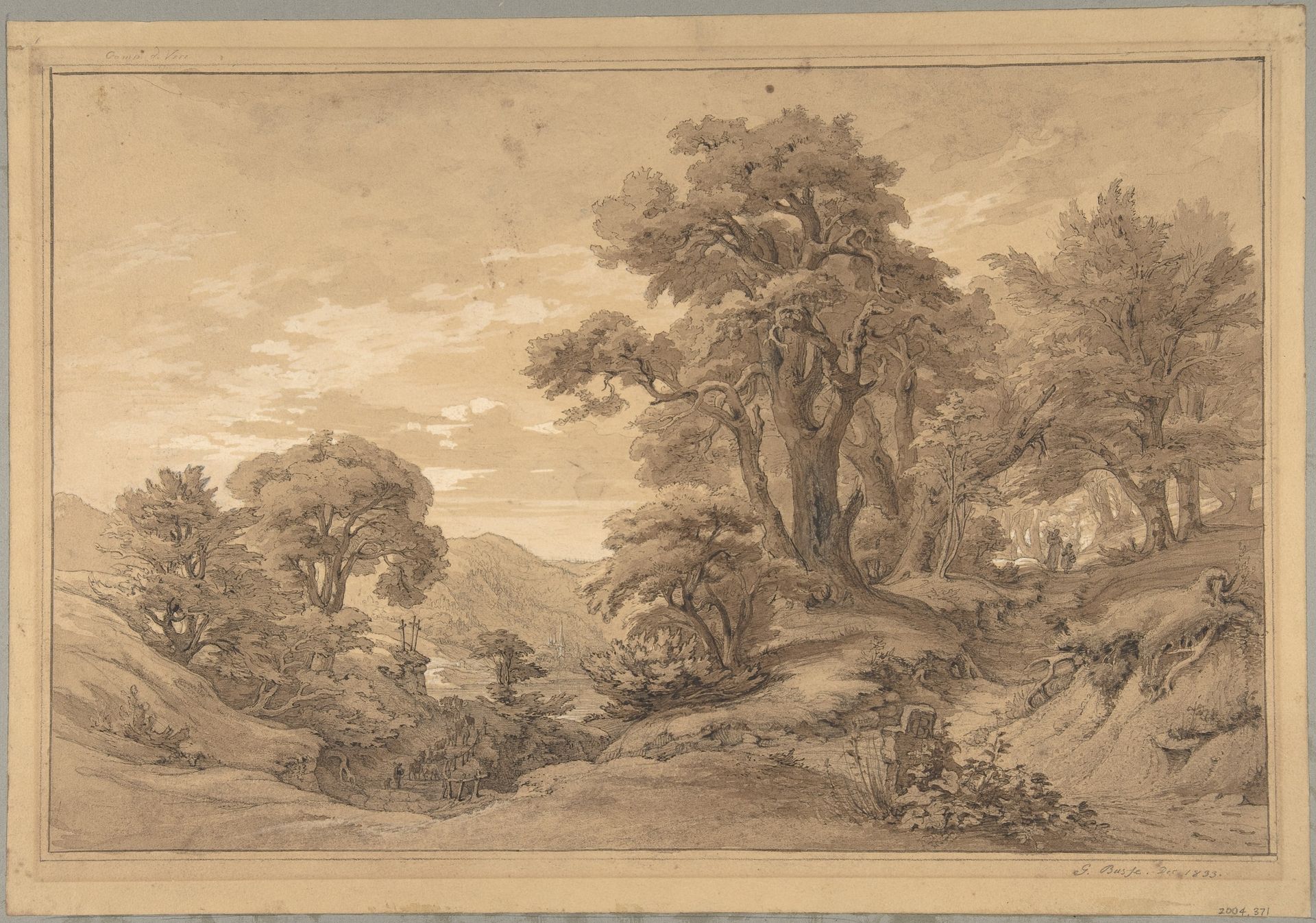 Hilly Landscape with Trees and a Road on the Right by Georg Heinrich Busse