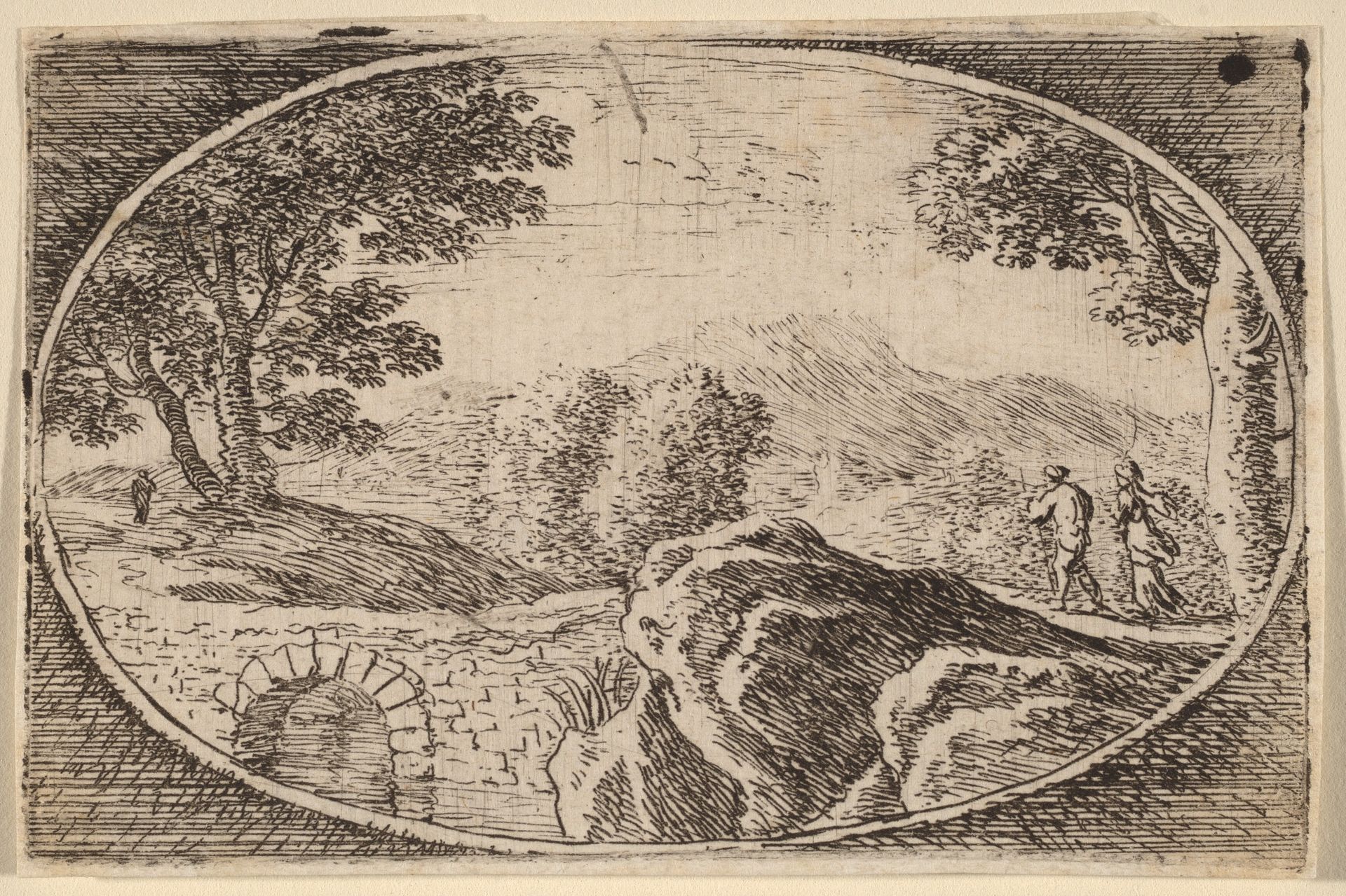 Two Figures near a Small Stone Bridge by Herman van Swanevelt
