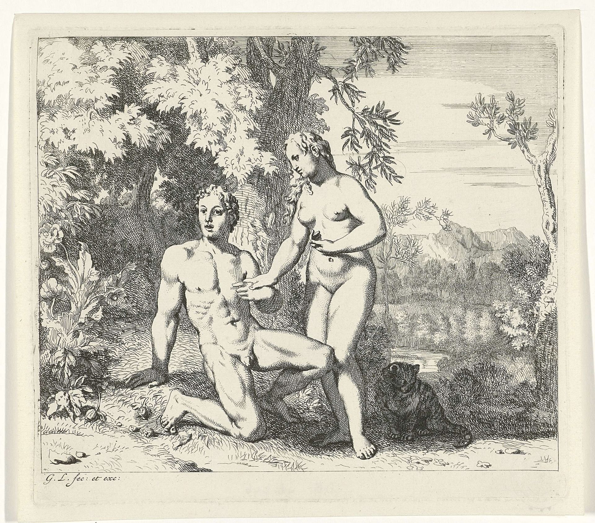 Adam en Eva in het paradijs by Gerard de Lairesse