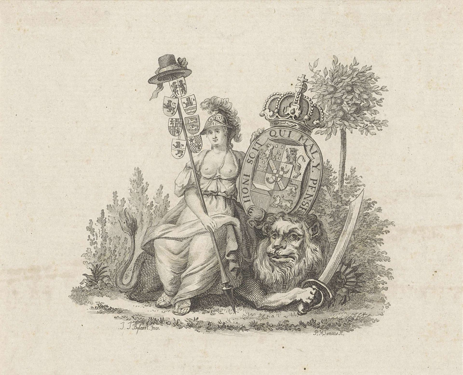 Wapen van Willem V, prins van Oranje-Nassau by Pieter Hendrik Jonxis