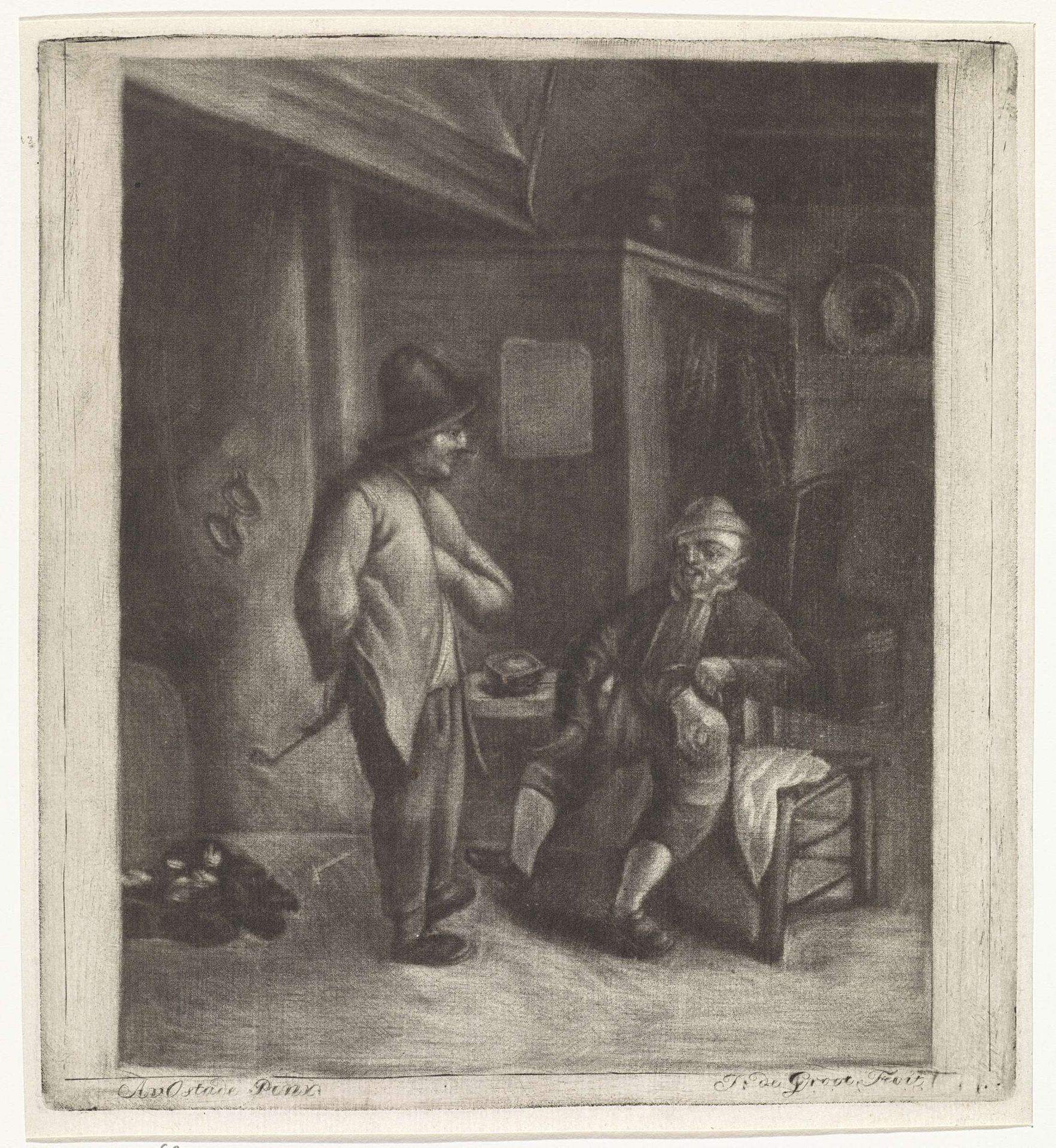 Twee mannen in een herberg by Johannes de (II) Groot