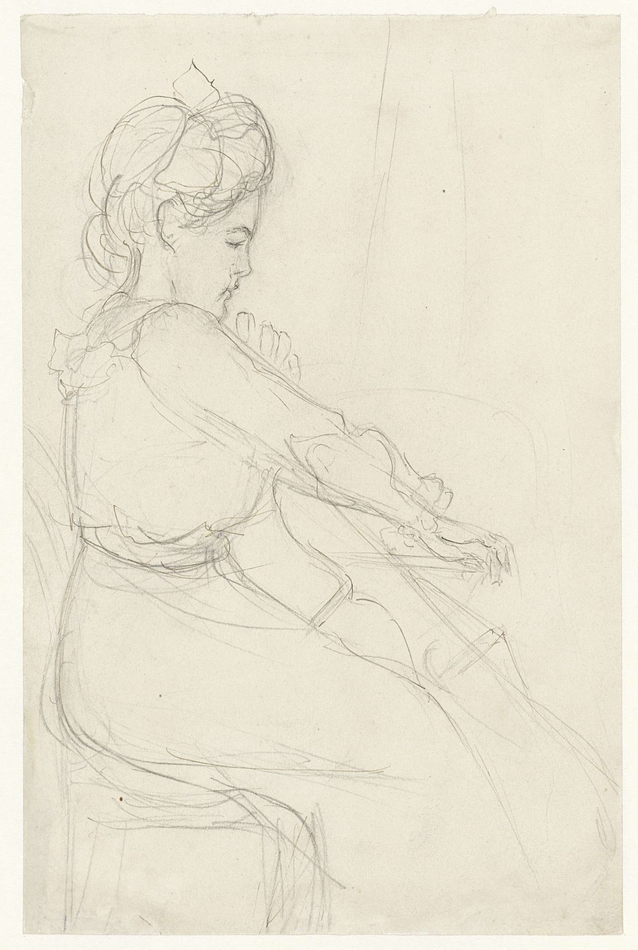 Cellospelende vrouw by Jozef Israëls