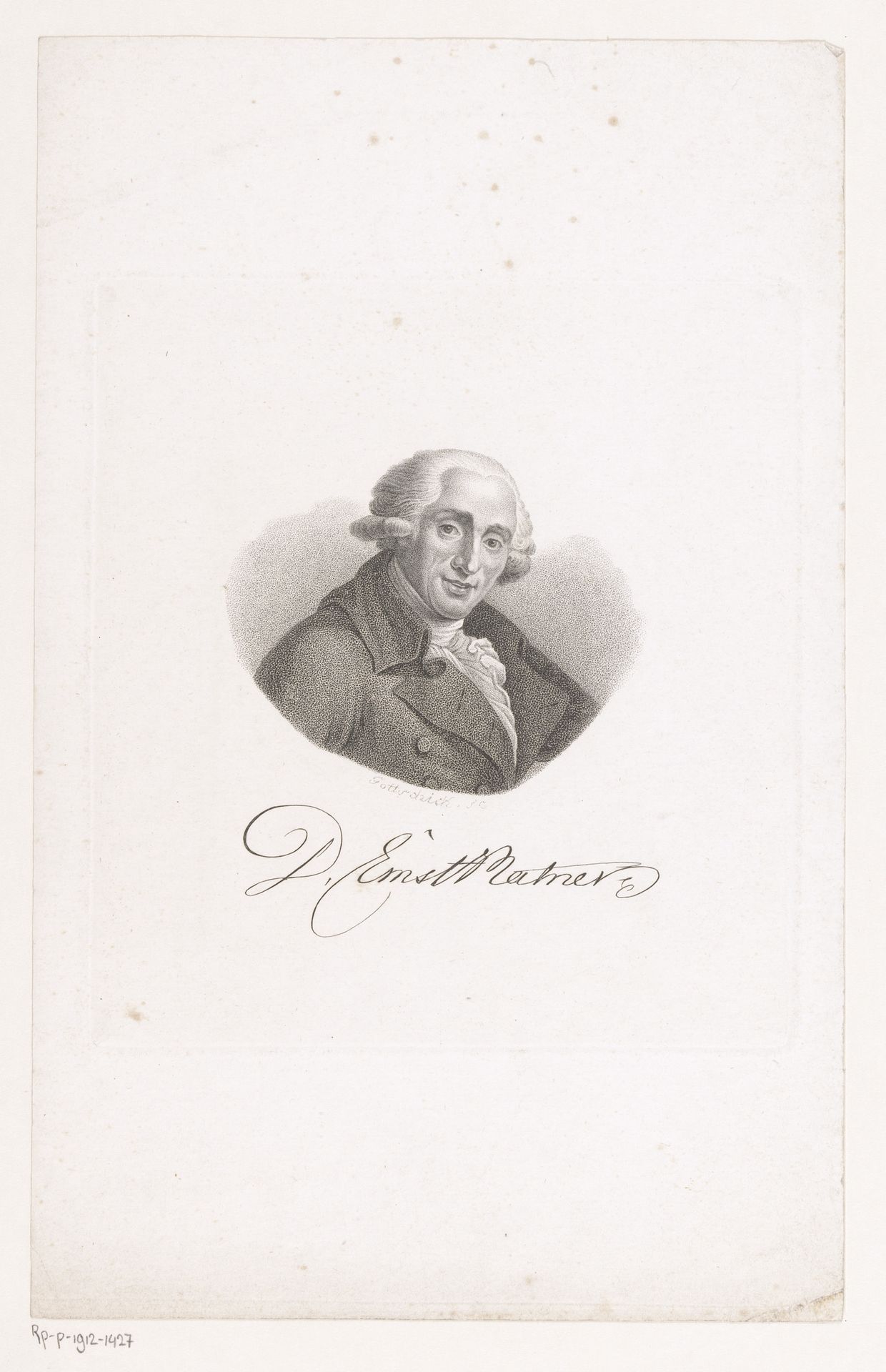 Portret van D. Ernst Matner by Johann Christian Benjamin Gottschick