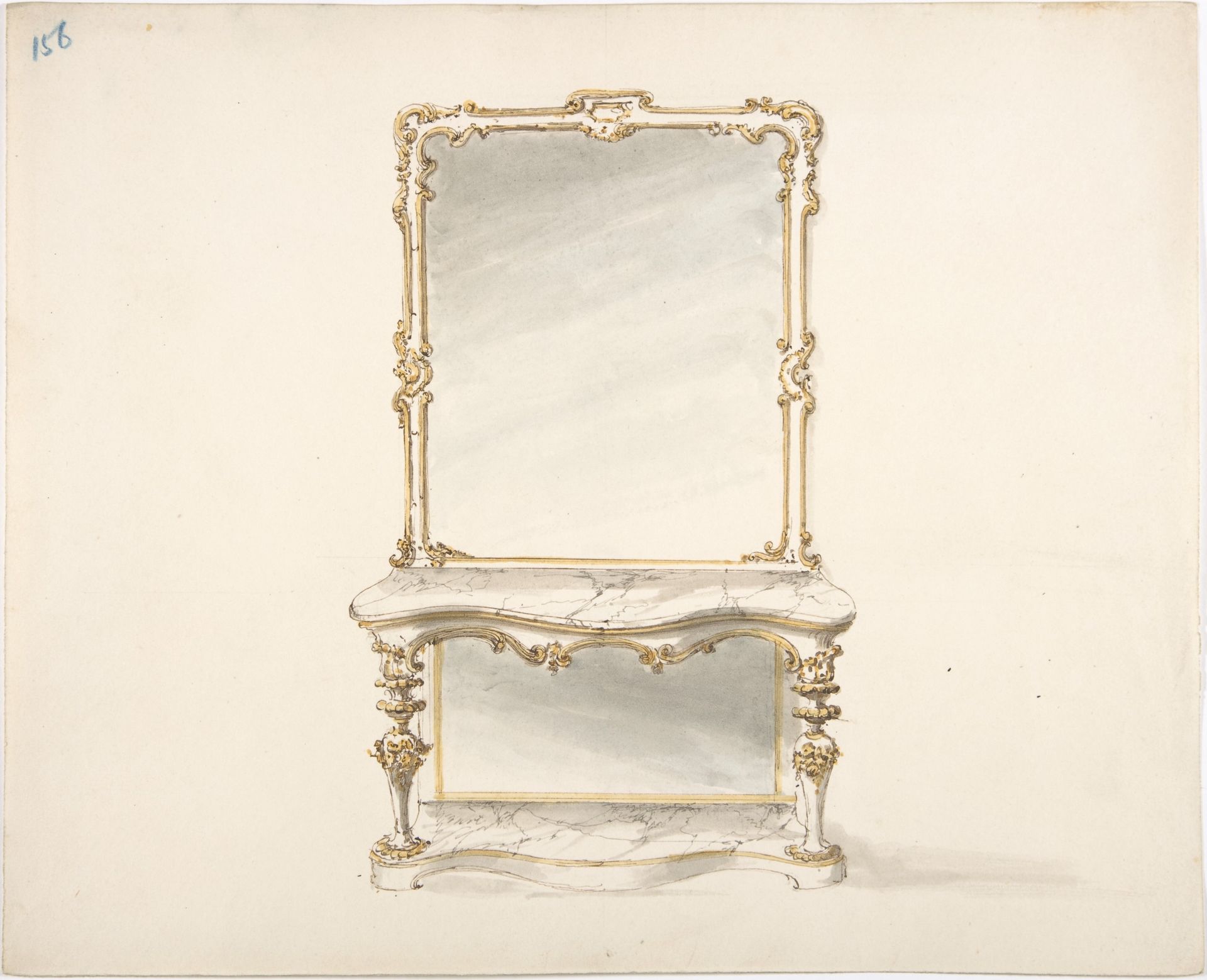 Design for a Mirrored Marble Table Ornamented with Gold by Anonymous