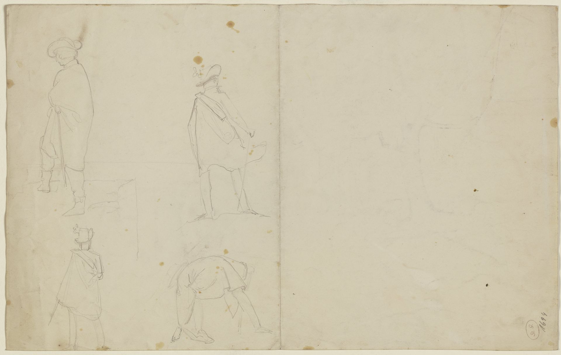Männliche Figuren in historischer Tracht, in unterschiedlichen Körperhaltungen by Victor Müller