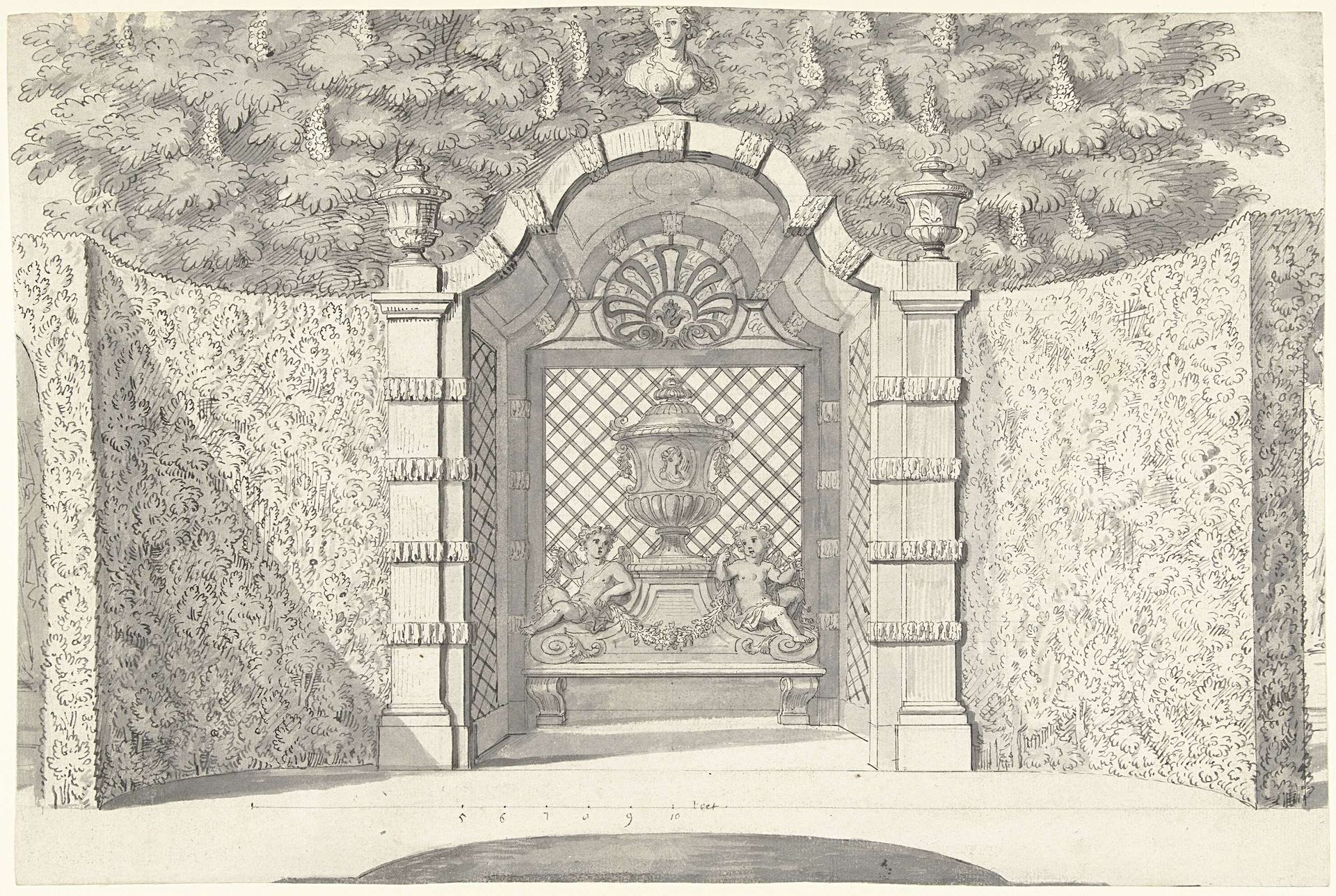 Ontwerp voor een tuindecoratie by Daniël (II) Marot