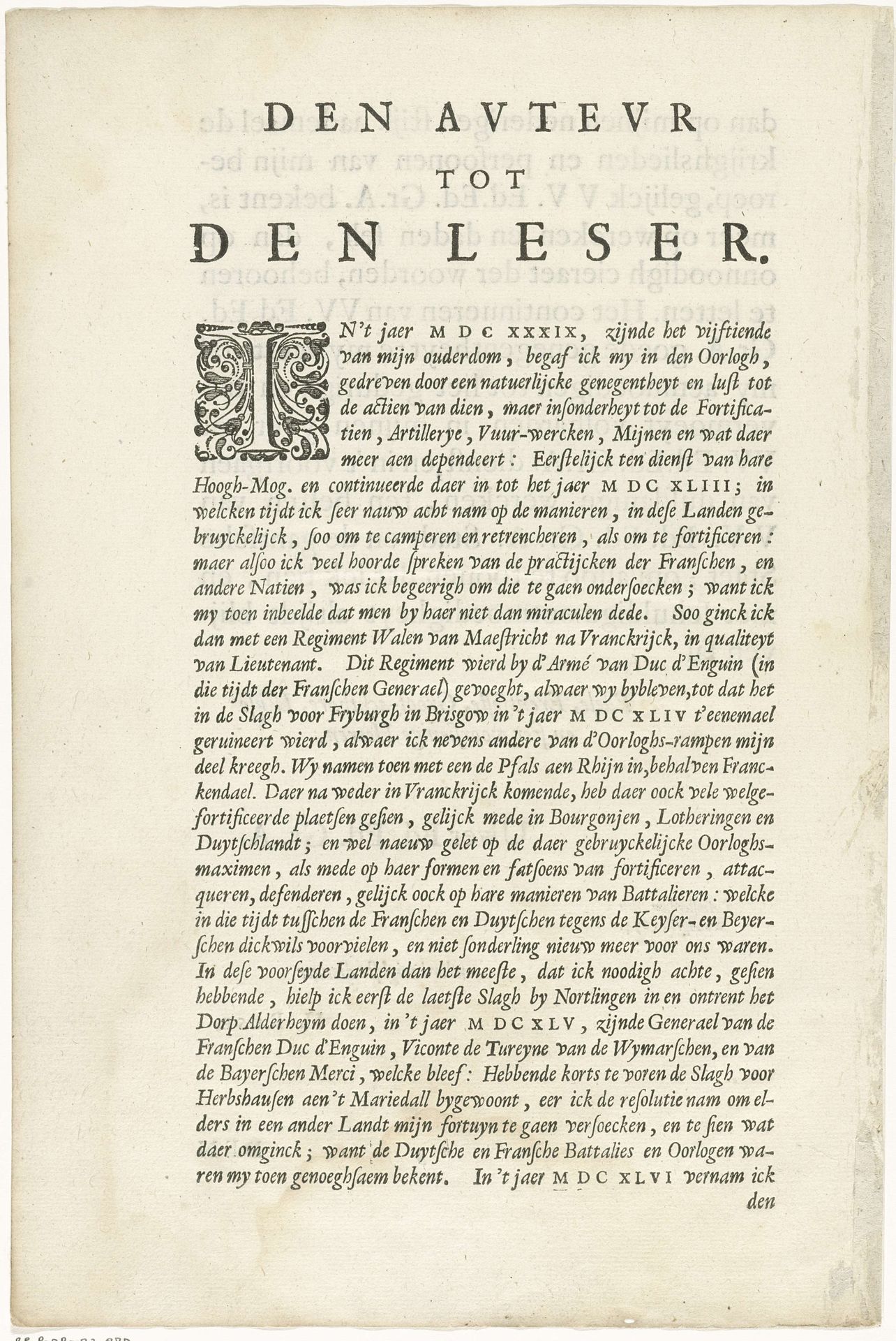 Tekstblad uit Henrich Ruse, Versterckte Vesting, 1654 by Hendrick baron van Ruse van Rysensteen