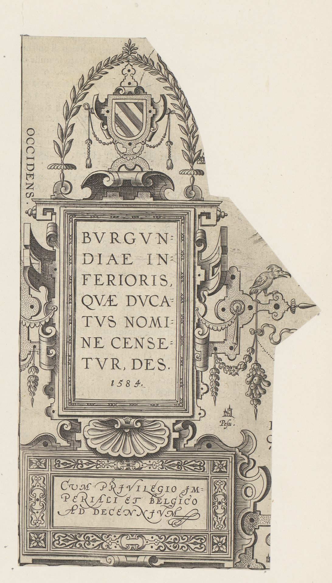 Cartouche met het wapen van het hertogdom Bourgondië by Anonymous