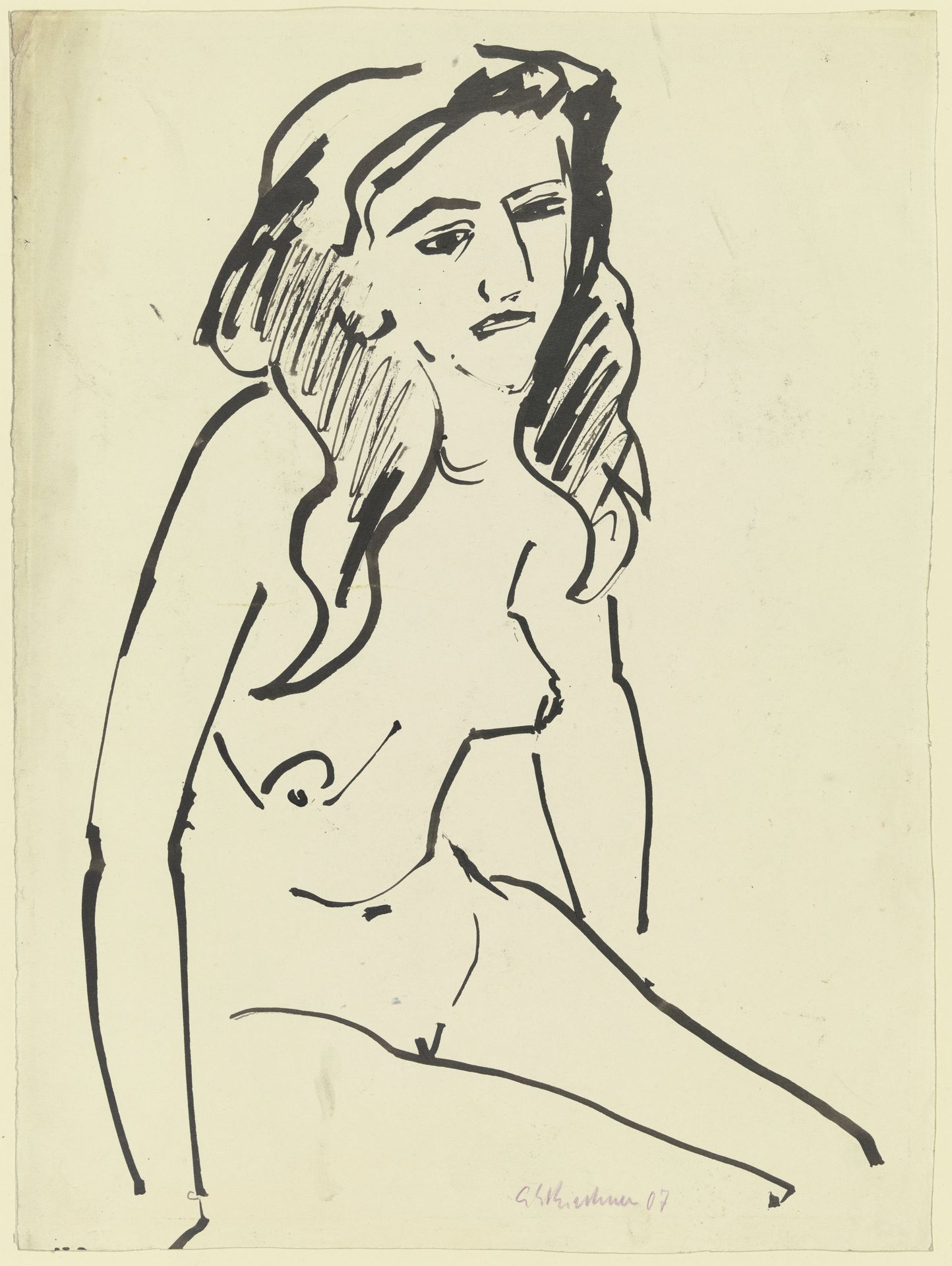 Mädchenakt, sitzend by Ernst Ludwig Kirchner