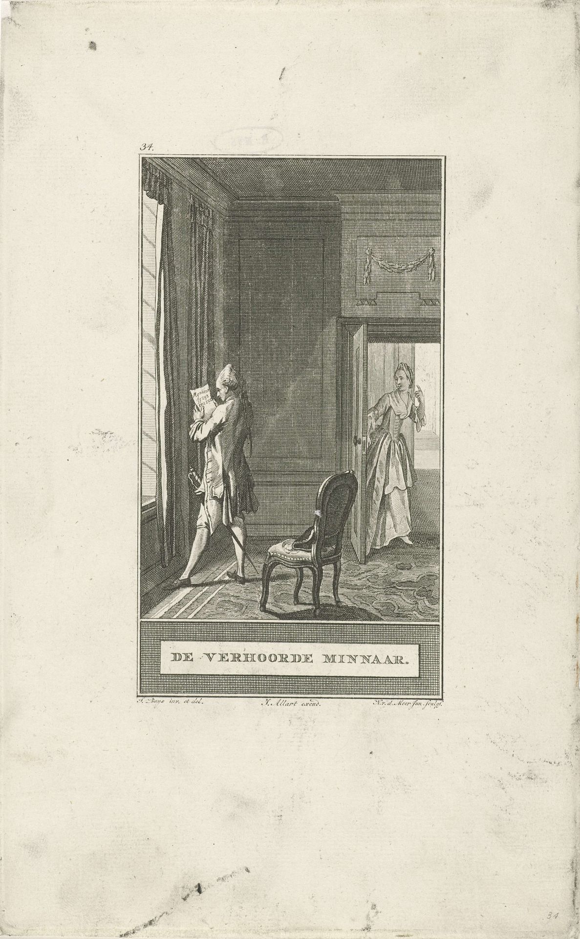 Brieflezende man by Noach van der (II) Meer