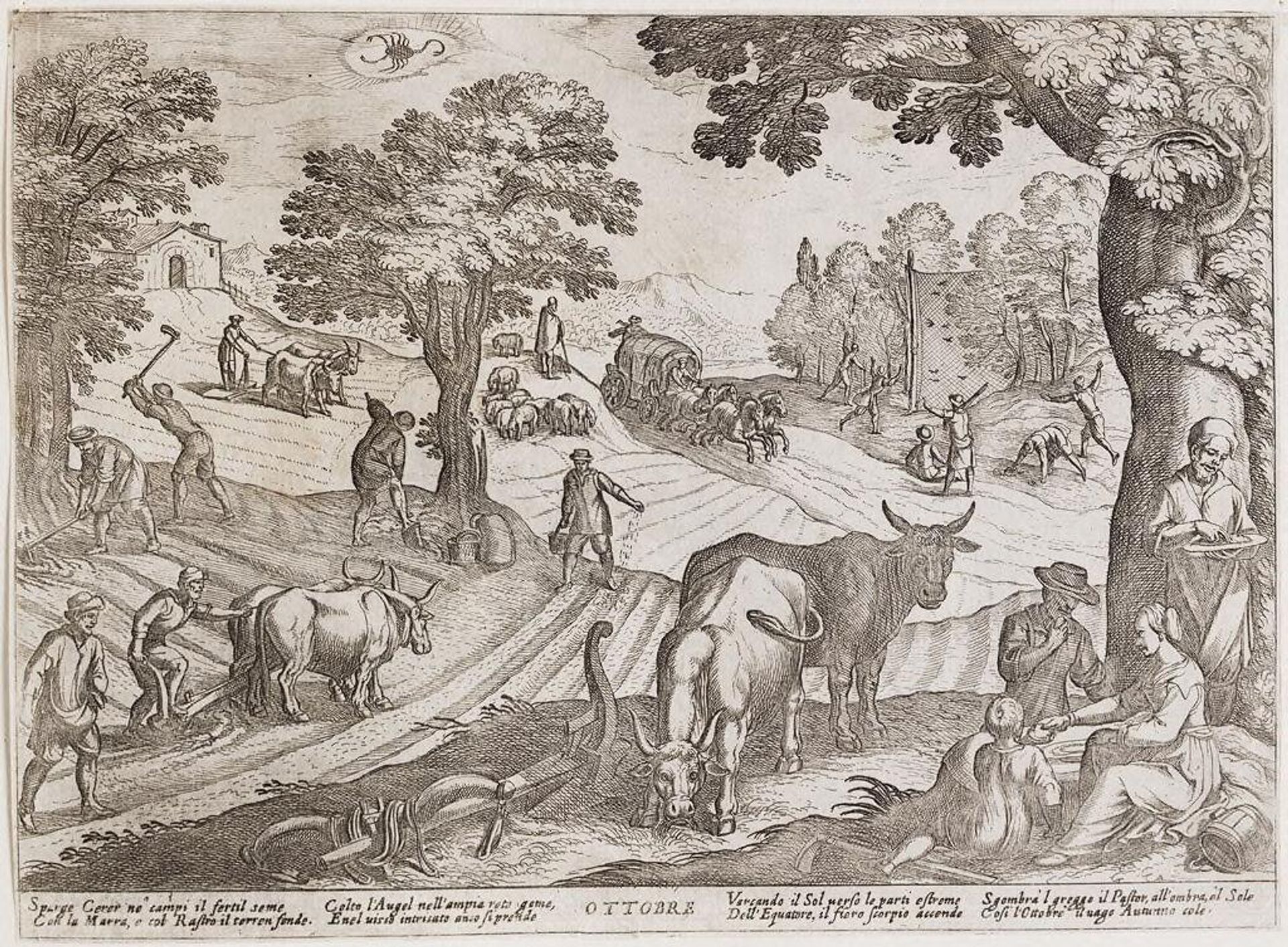 October: Ploughing by Antonio Tempesta
