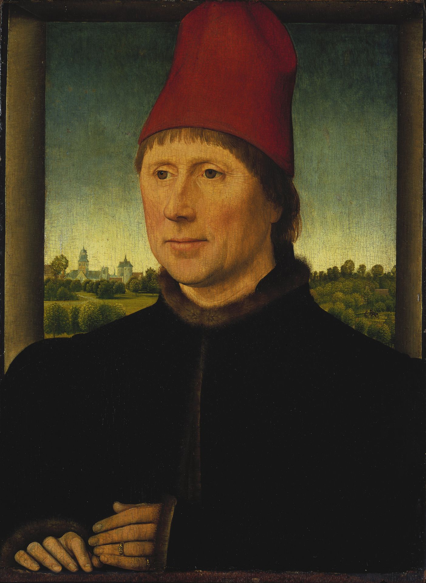 Portrait of a Man Wearing a High Red Cap by Hans Memling