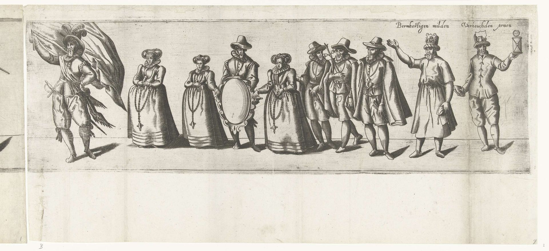 Optocht door de Vlaamse rederijkerskamer De Orange Lelie / De Witte Lelie uit Leiden (tweede deel), 1607 by Anonymous