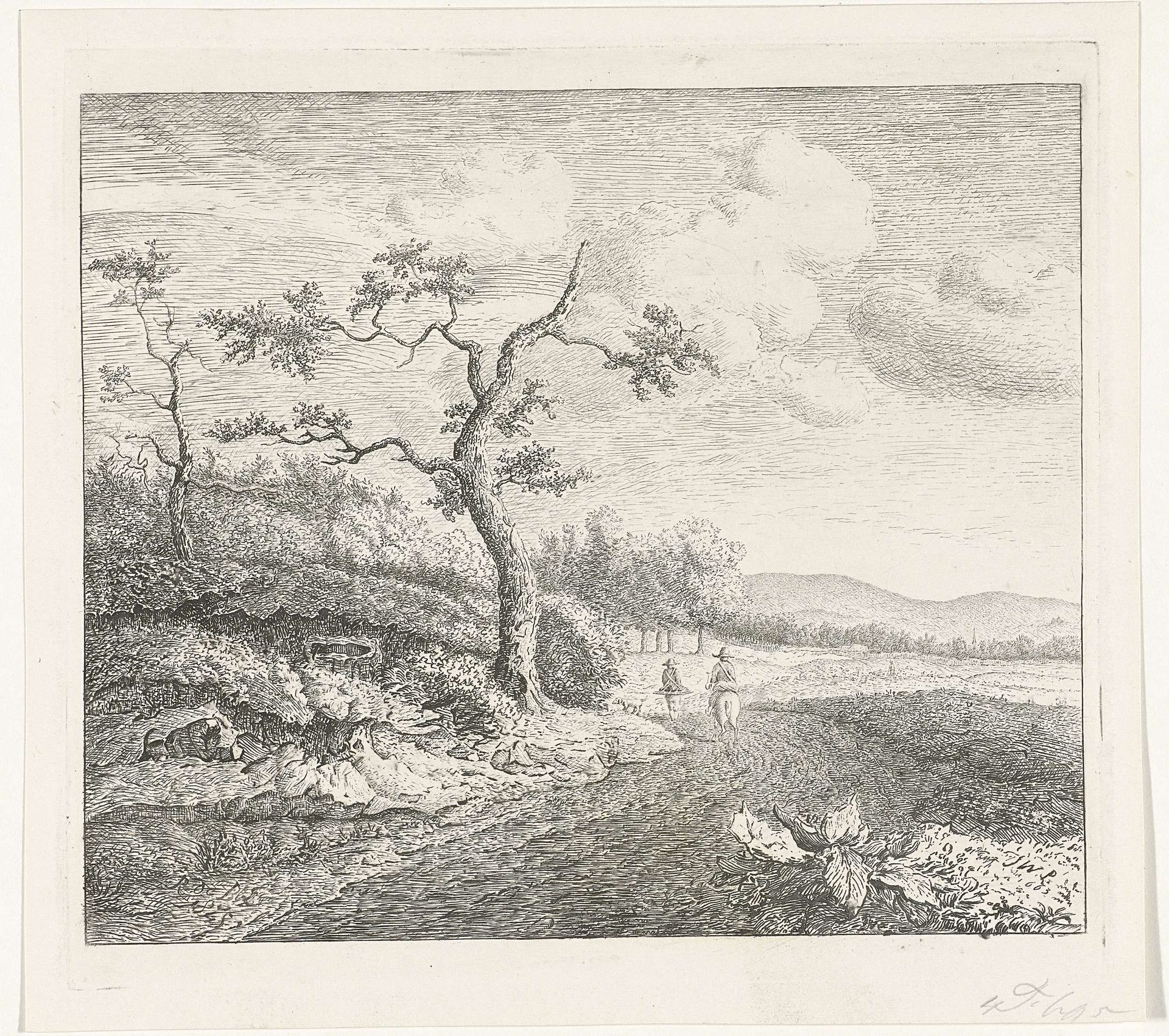 Landschap met valkeniers by Reinierus Albertus Ludovicus baron van Isendoorn à Blois