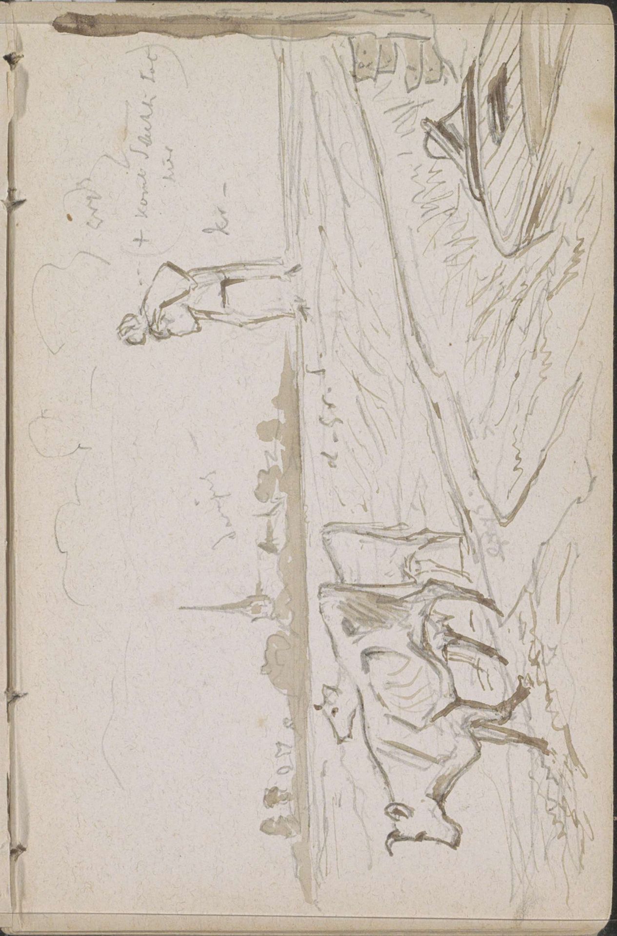 Weiland met koeien en een roeiboot in een sloot by Johannes Tavenraat