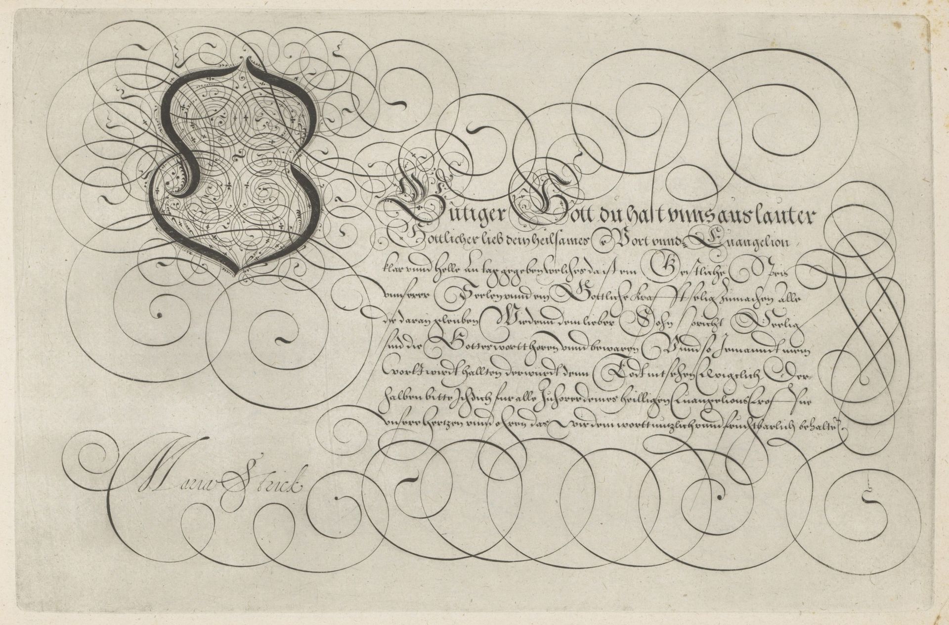 Schrijfvoorbeeld met kapitaal O by Hans Strick