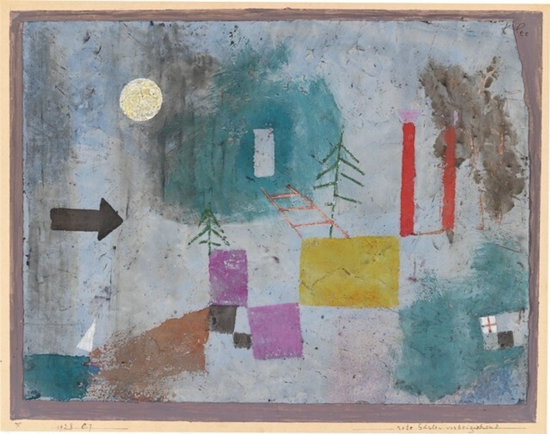 Rote Säulen vorbeiziehend (Passing By Red Pillars) by Paul Klee