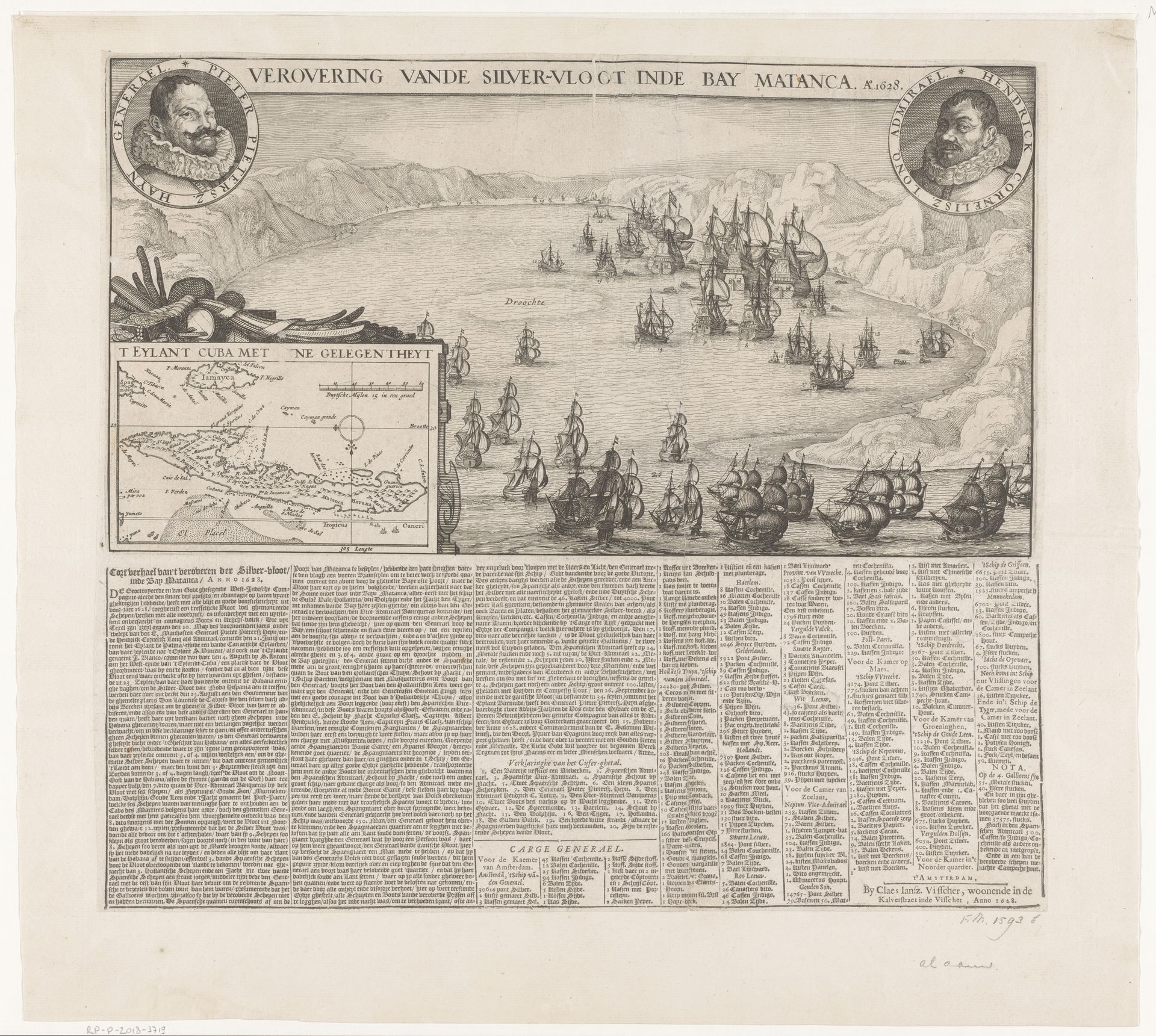 Verovering van de Zilvervloot in de Baai van Matanzas door admiraal Piet Heyn, 1628 by Claes Jansz. Visscher