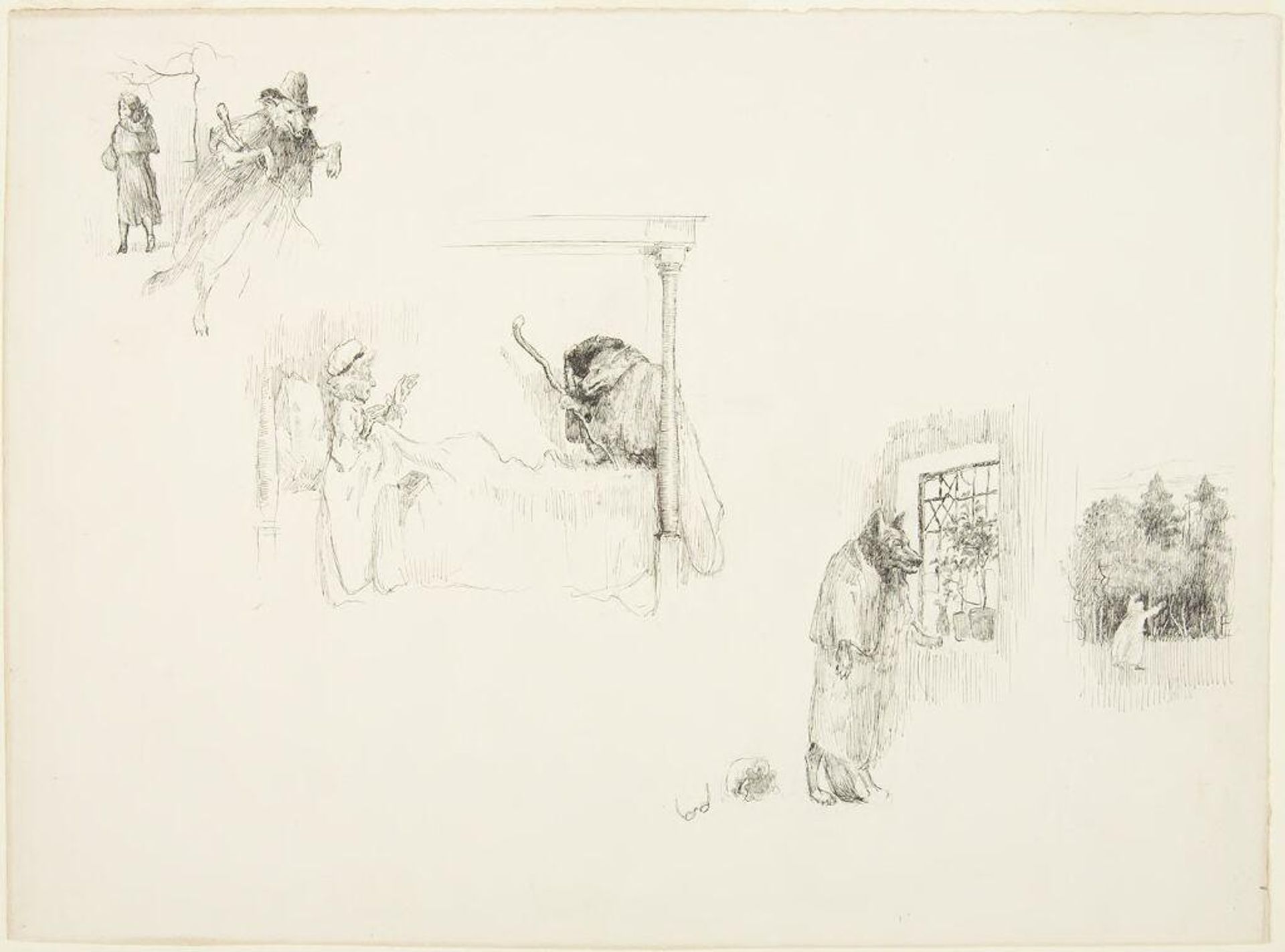 Red Riding Hood: The Wolf Scares Away Grandmother by Edward Martin Taber