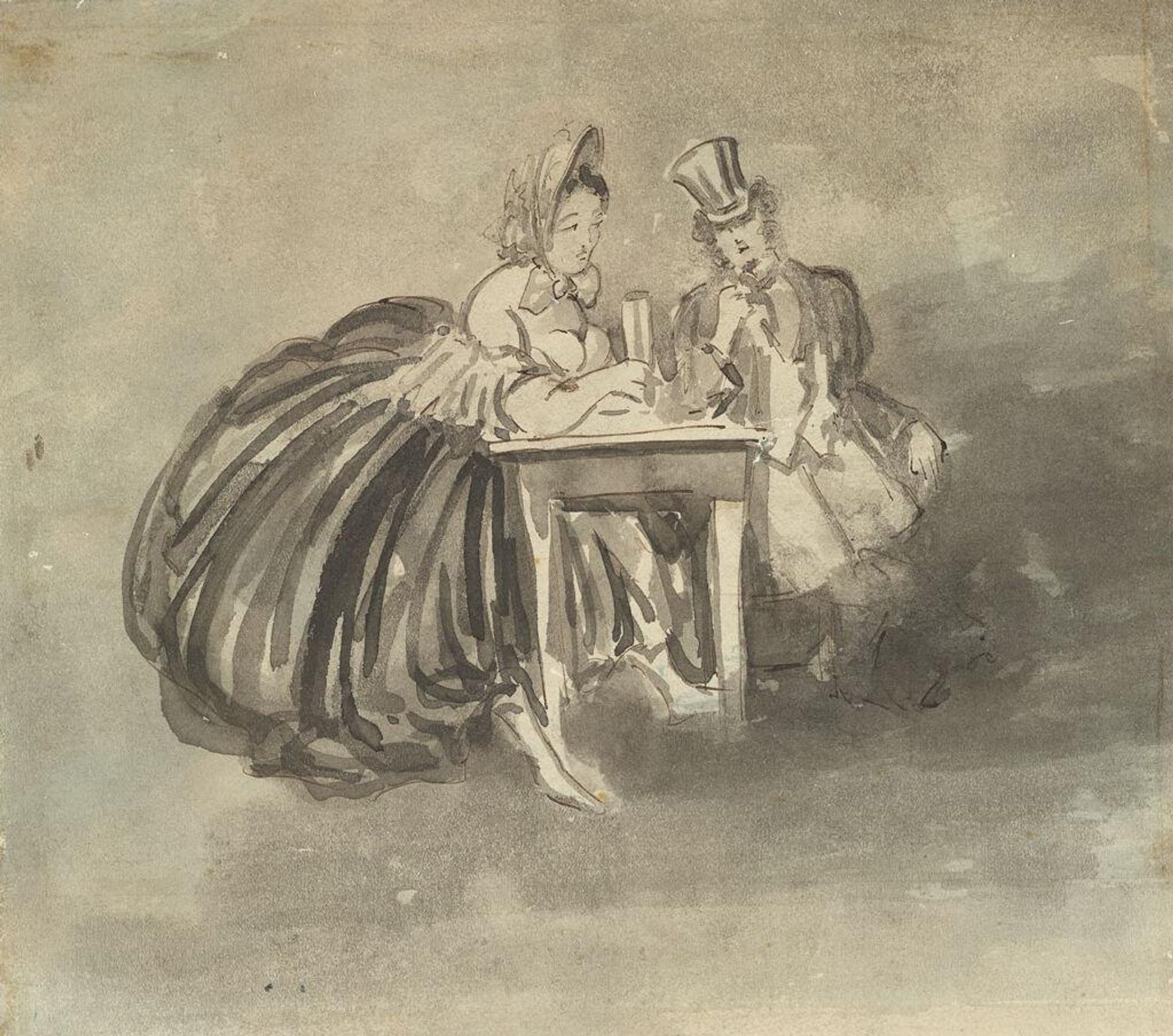 Man and Woman at Table by Constantin Guys