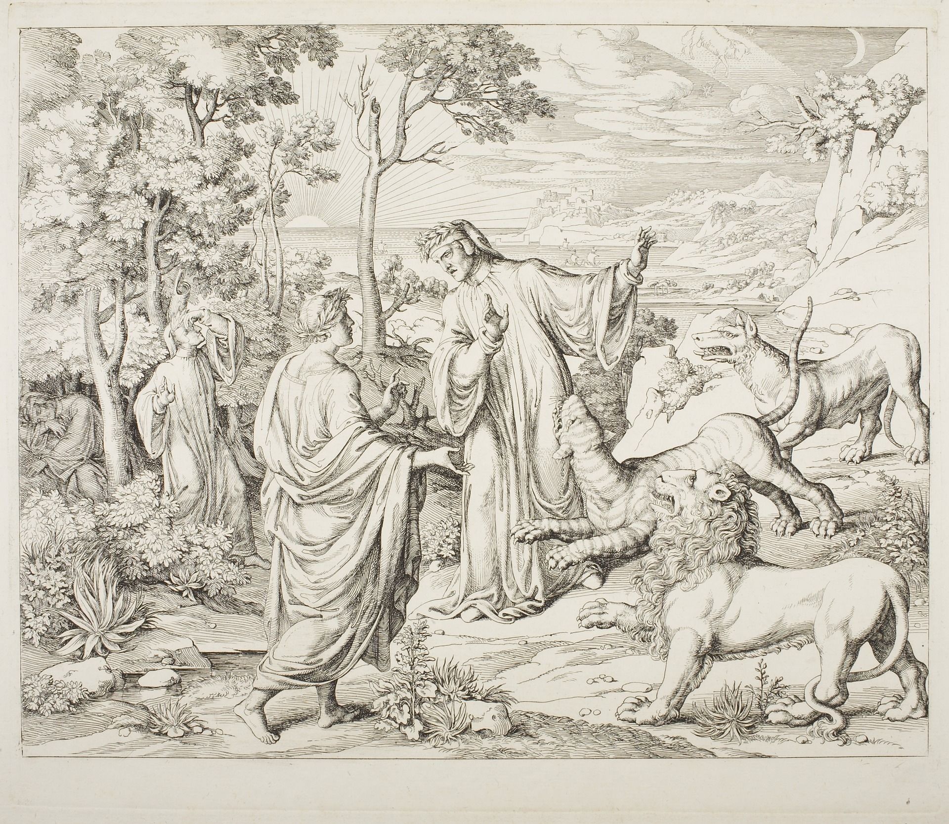 Dante and Vergil Meet the Wild Animals in the Forest by Joseph Anton Koch