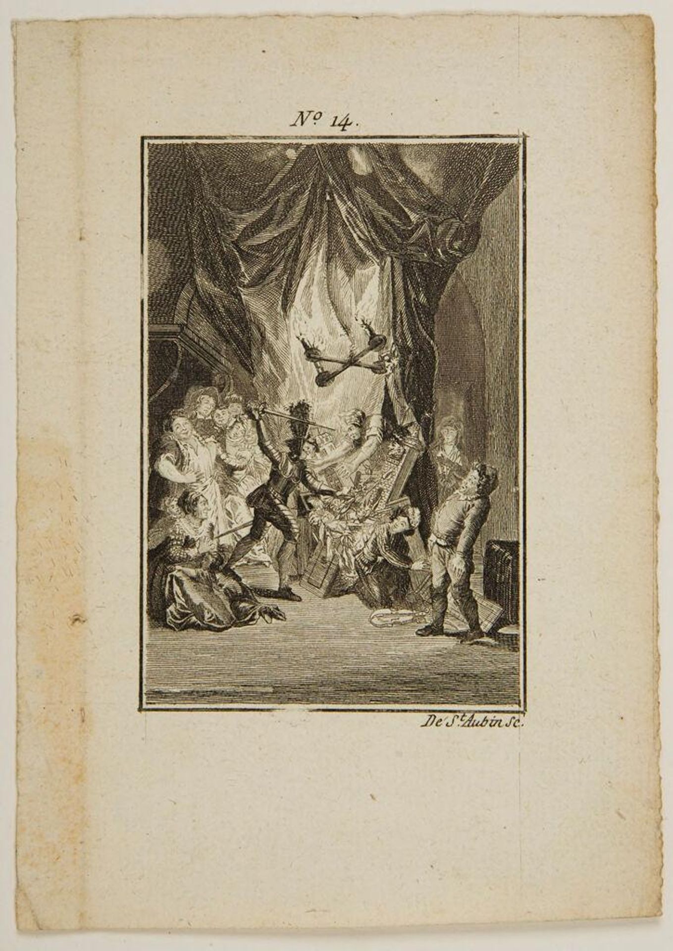 Don Quixote attacks Maese Pedro's Theater by Augustin de Saint-Aubin