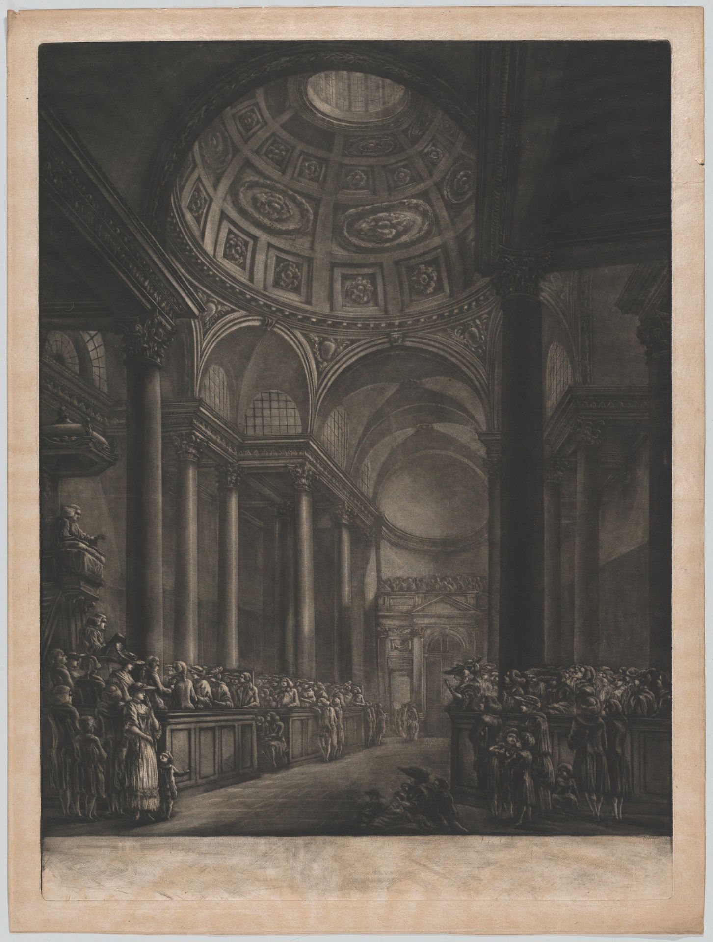 A View of the Inside of St. Stephens Walbrook, Done from the Drawing in his Majesty's Collection by Georges François Blondel