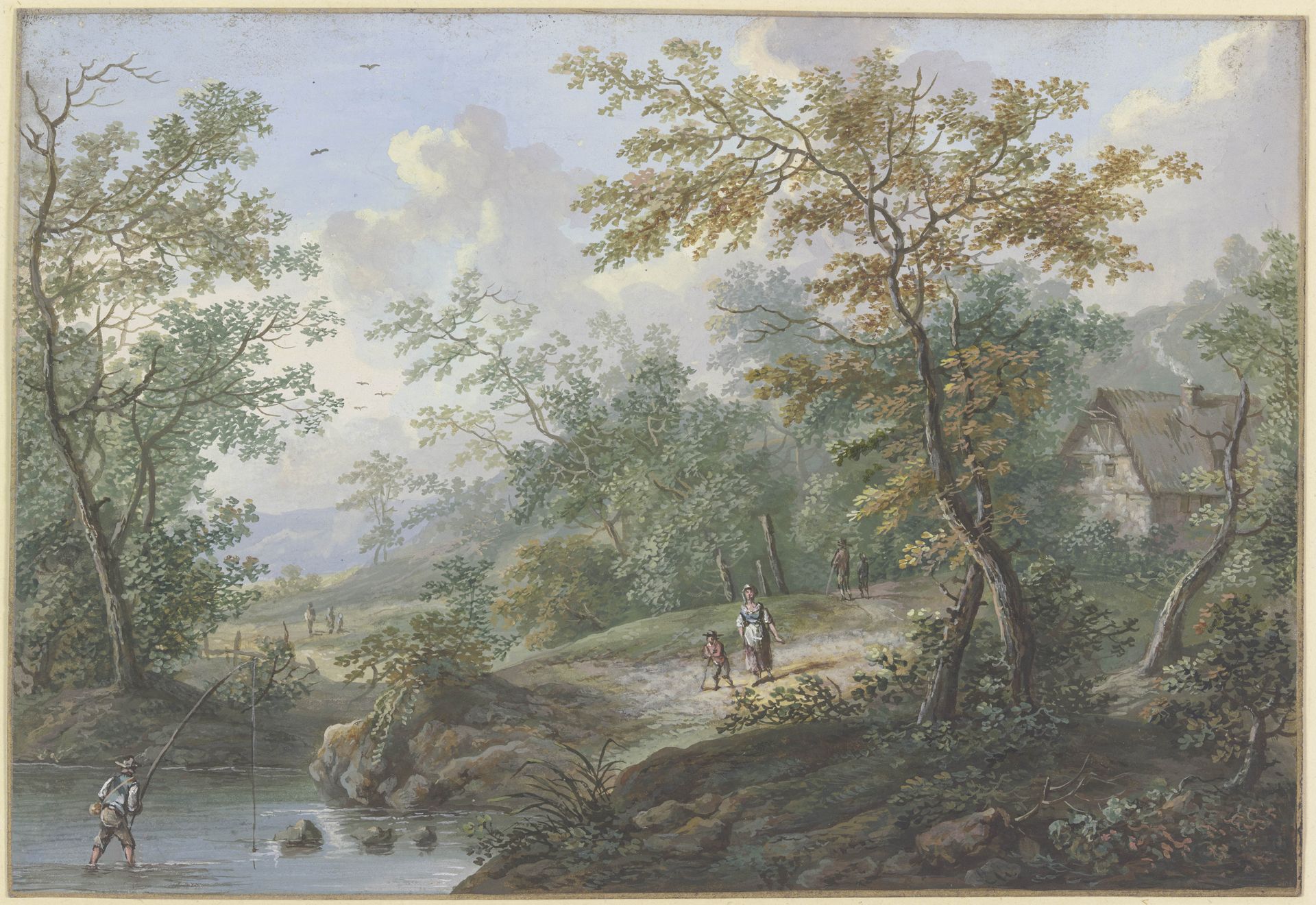 Hütte in einem Wald mit Staffage by Johann Peter Neef
