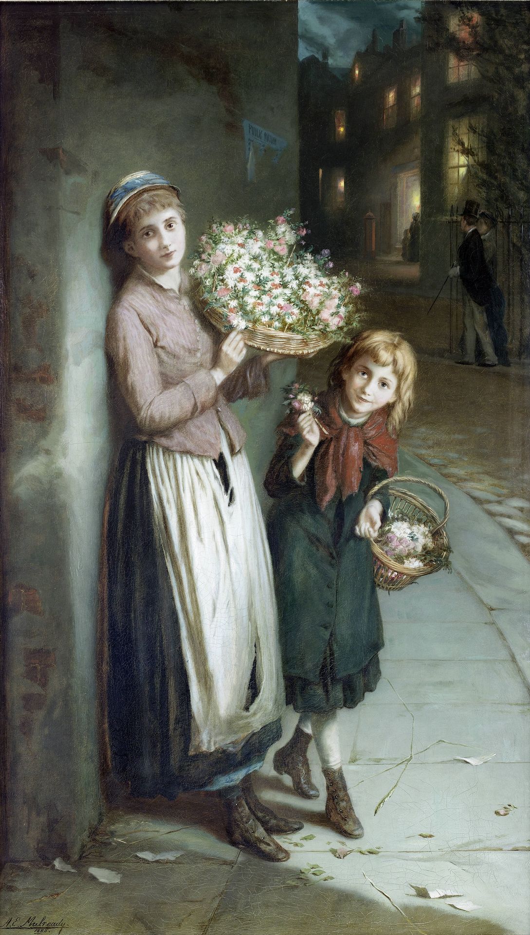 Flower Girls – a Summers Night by Augustus Edwin Mulready