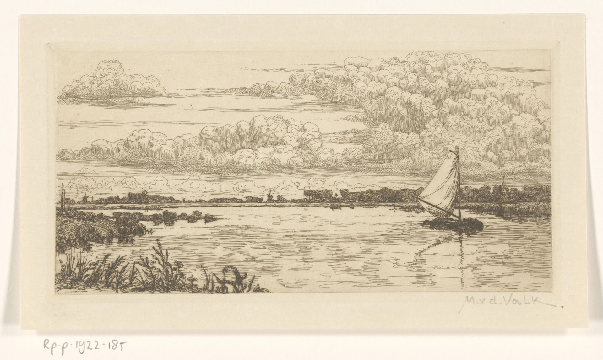 Zeilboot op een meer by Maurits van der Valk