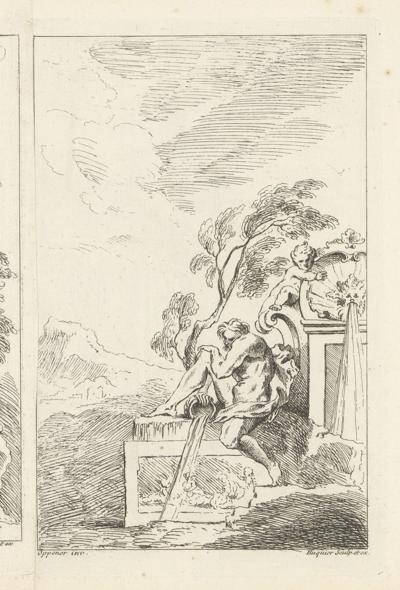 Ontwerp voor een fontein in een landschap by Gabriel Huquier