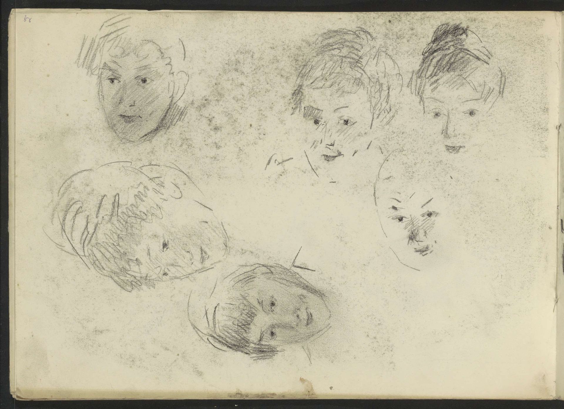 Studieblad met vrouwenhoofden by Isaac Israels