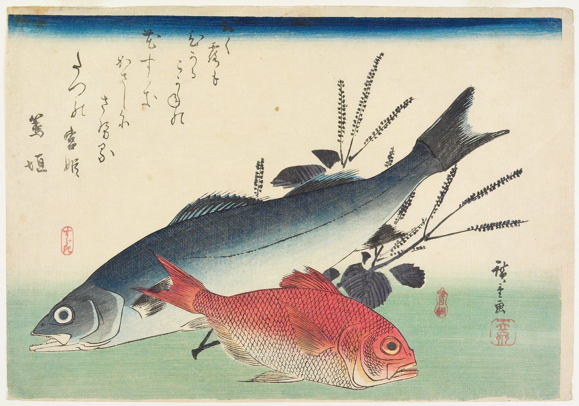 Sea Bass and Splendid Alfonsino by Utagawa Hiroshige