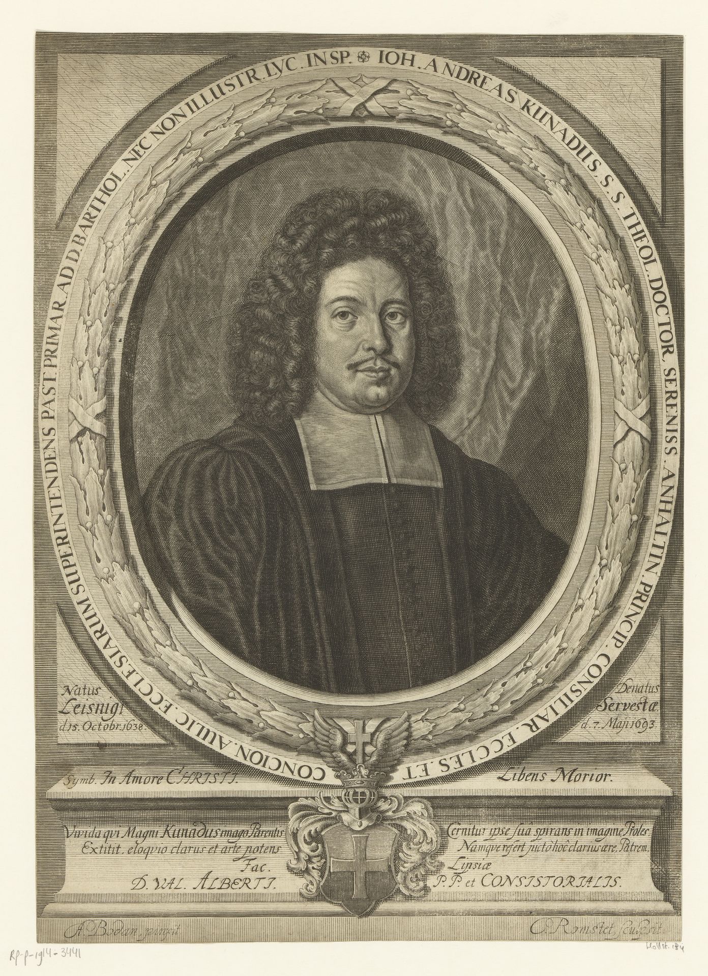 Portret van Johann Andreas Kunad by Christian Romstet