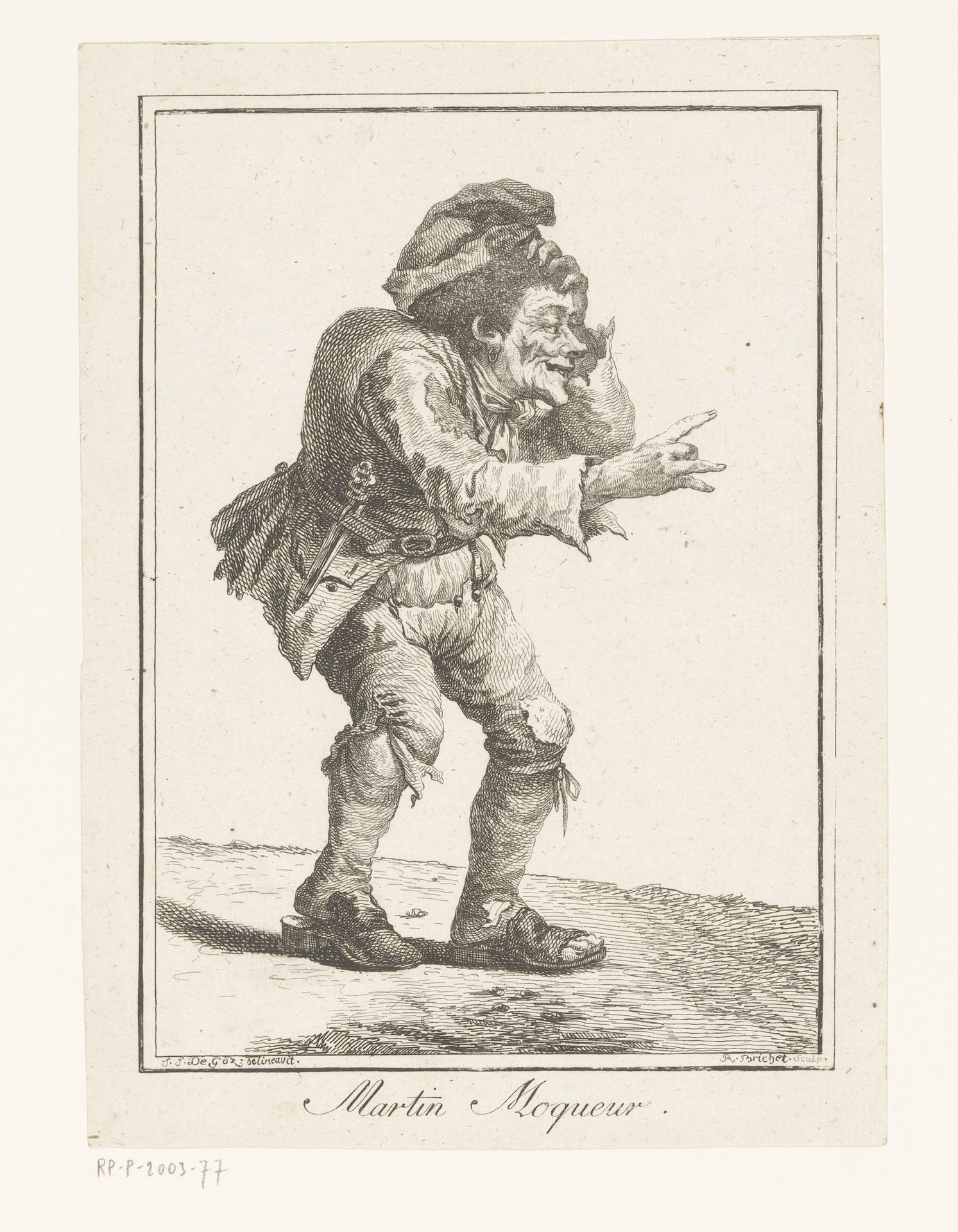 Gebochelde man met gehavende kleding by Robert Brichet