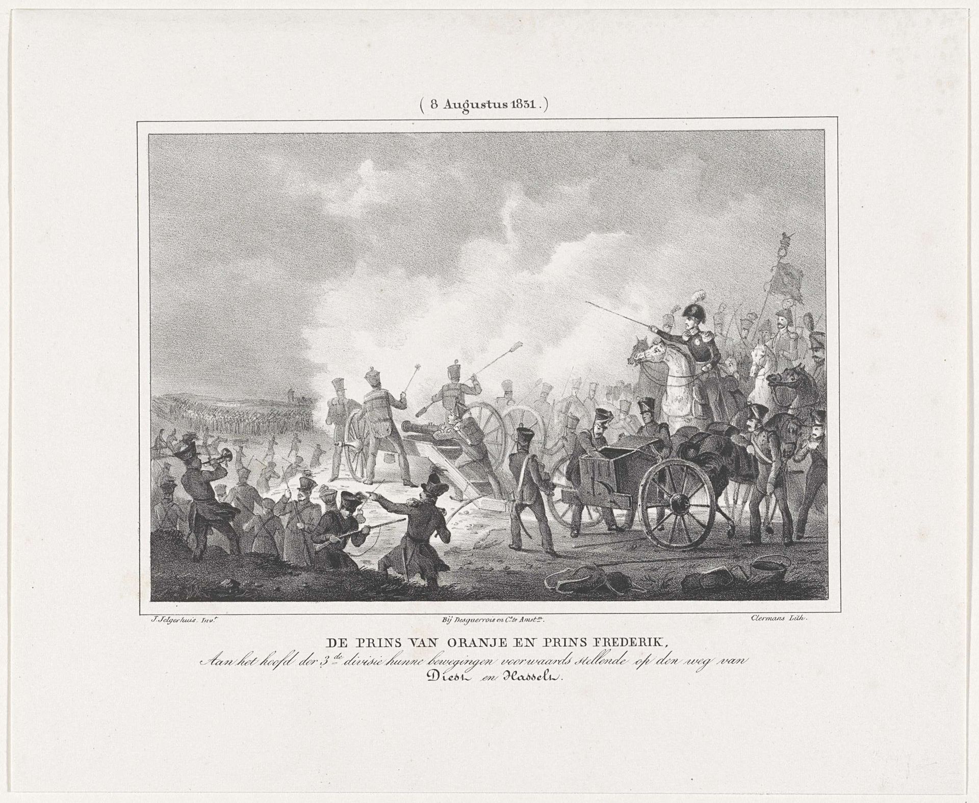 De Prins van Oranje en prins Frederik leiden de Nederlandse troepen, 1831 by J.B. Clermans