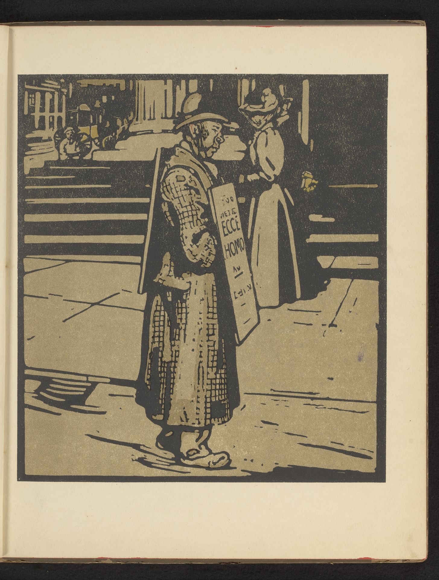 Man met bord met daarop 'Ecce Homo' by William Nicholson
