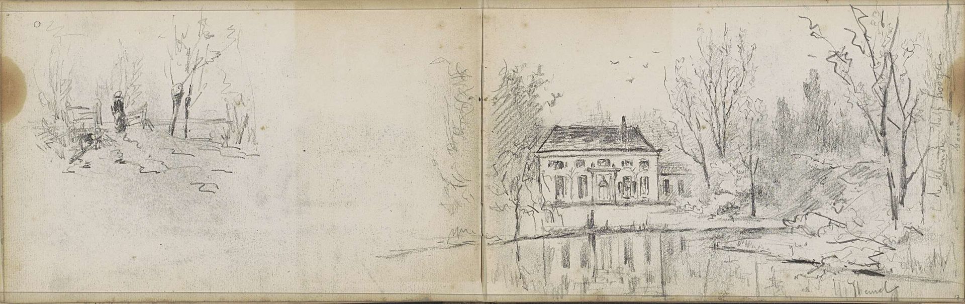 Villa aan een waterkant by Willem Cornelis Rip