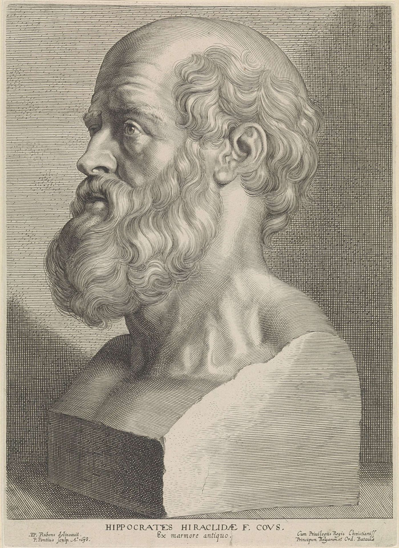 Antieke buste van Hippocrates by Paulus Pontius
